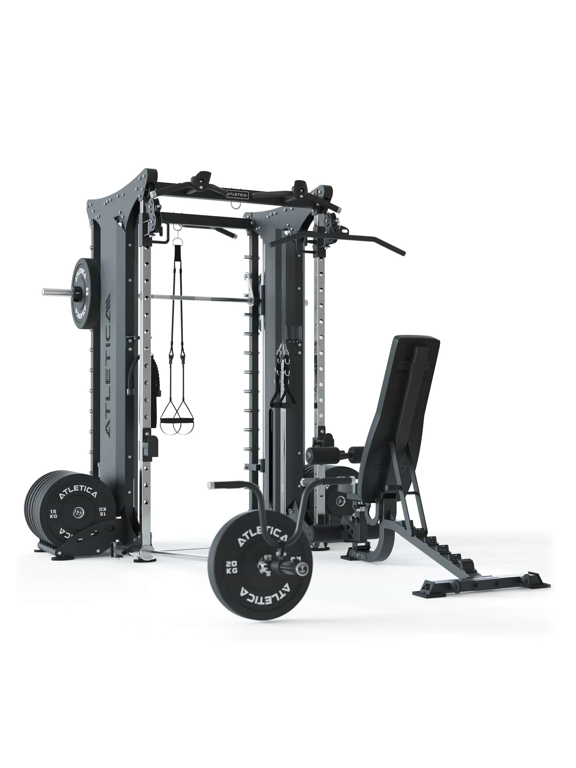 Kraftstation mit Steckgewichten, Doppelseitige Smith Maschine X-Dual: Training zu zweit