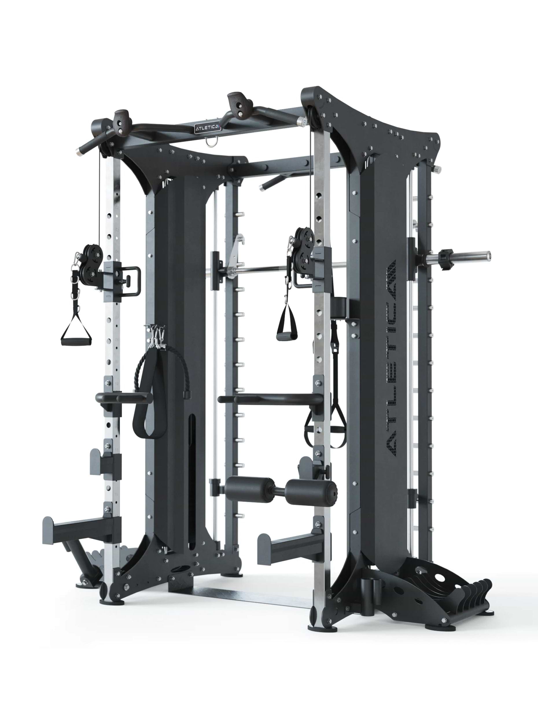 X-Dual Multipresse: Studio Qualität, Training zu zweit, entkoppelte Smith- und Kabelzugfunktion, zwei separat aufgebaute Einheiten