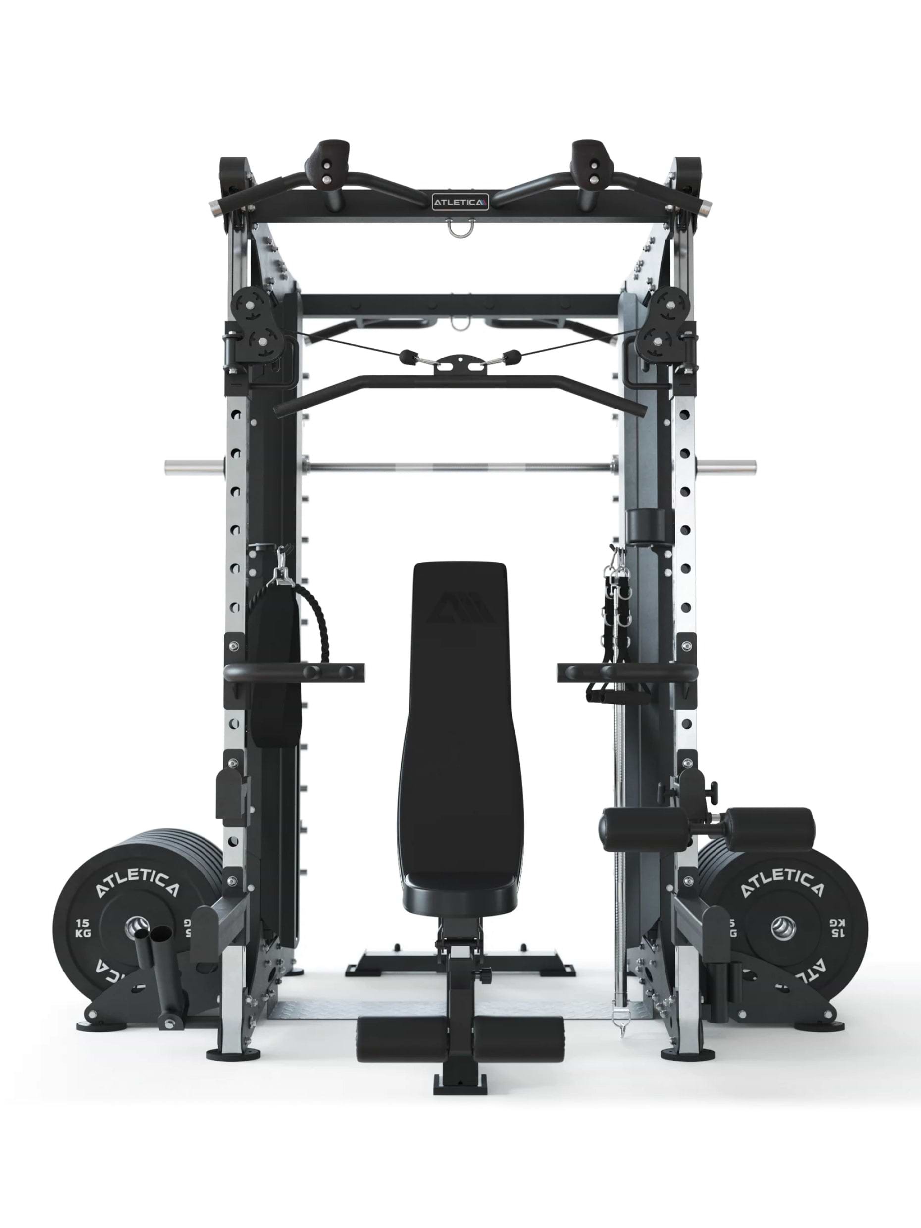 Kraftstation mit Steckgewichten, Doppelseitige Smith Maschine X-Dual: zwei separat aufgebaute Einheiten