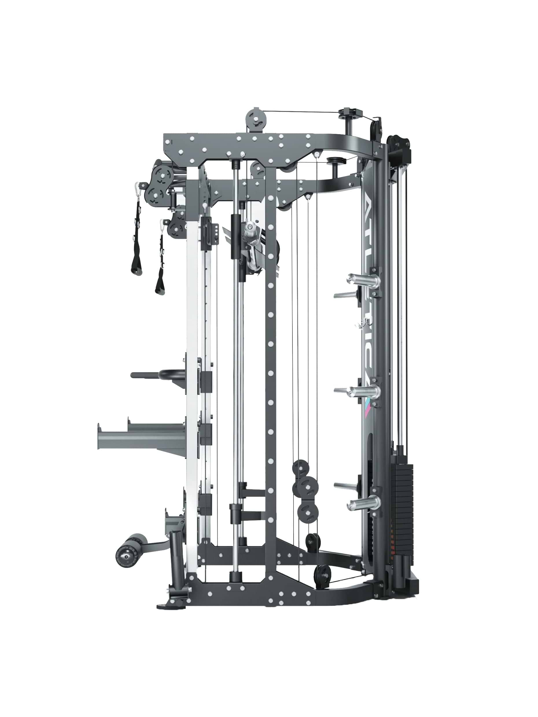 ATLETICA X-Prime: mit Powerlifting Monolifts, Jammer Arme, Beinpresse, Legblocker, Dip, Latzug bis 180kg, ideal für Powerlifter und Kraftsportler