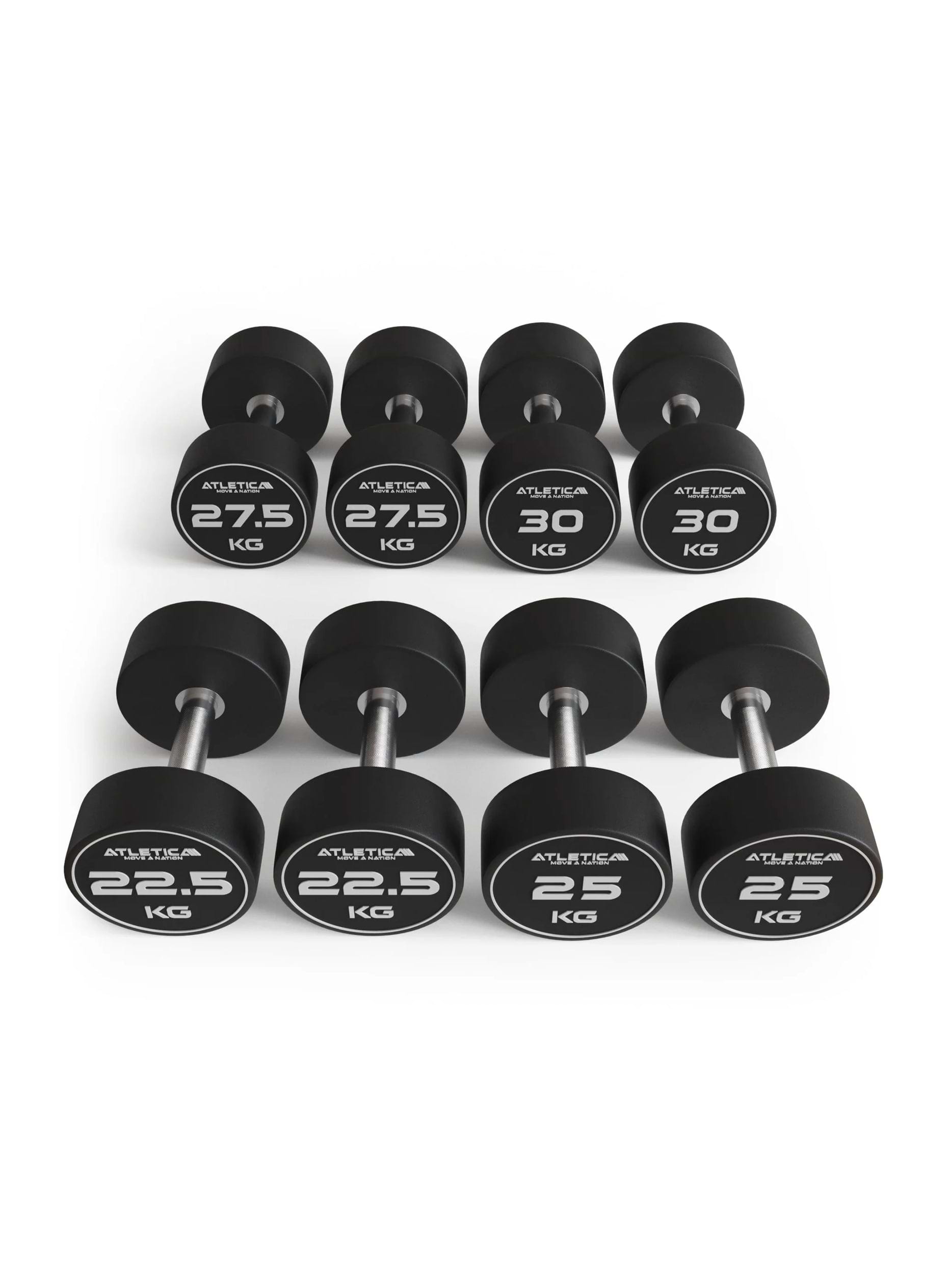 Gewichte: Polyurethan Rundhanteln 22.5kg-30kg (Paar)Premium Design | Extrem robust | Geruchsfrei | Gerader Griff mit Hartchrom | Paarweise von 22.5 bis 30 kg