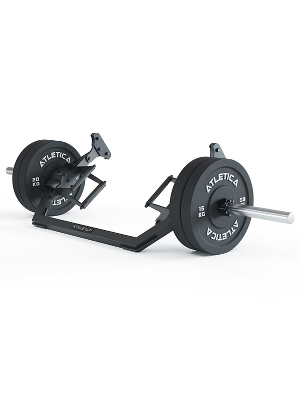 ATLETICA Open Hex Bar with black Bumper Plates weight plates, for deadlift and leg presses