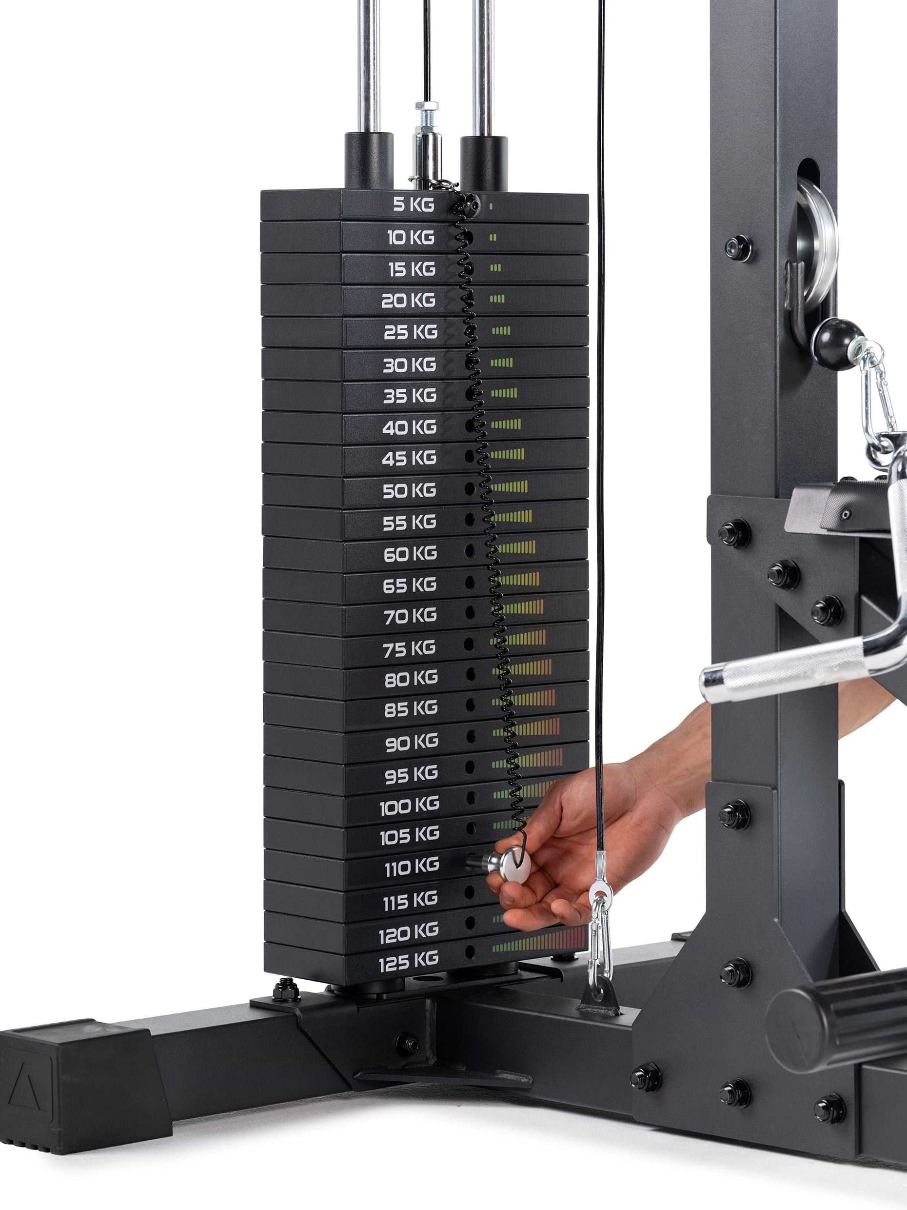 Steckgewichte an der Latzug mit Ruderstation von Atletica