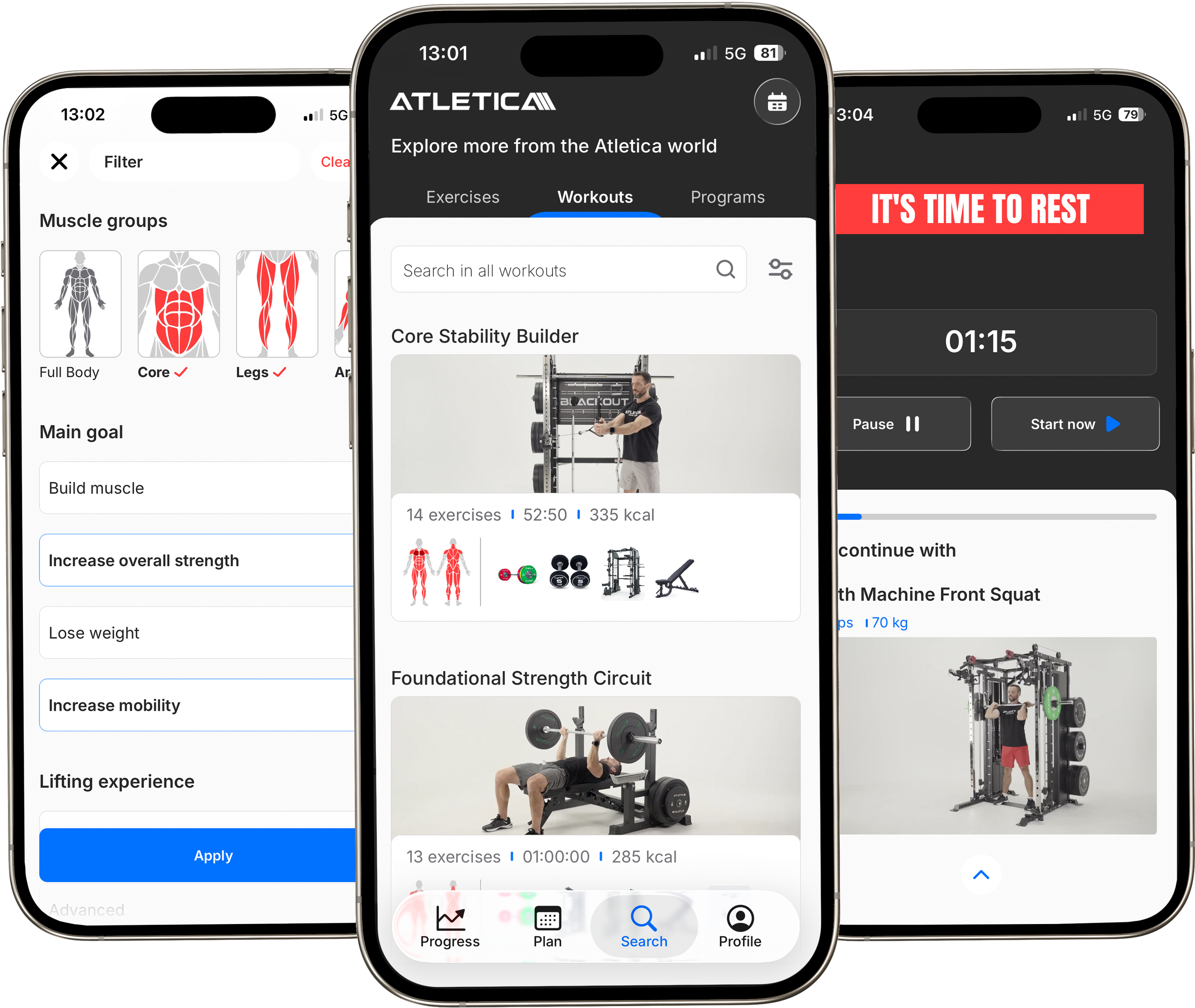 Atletica Training App Screenshots Übersicht
