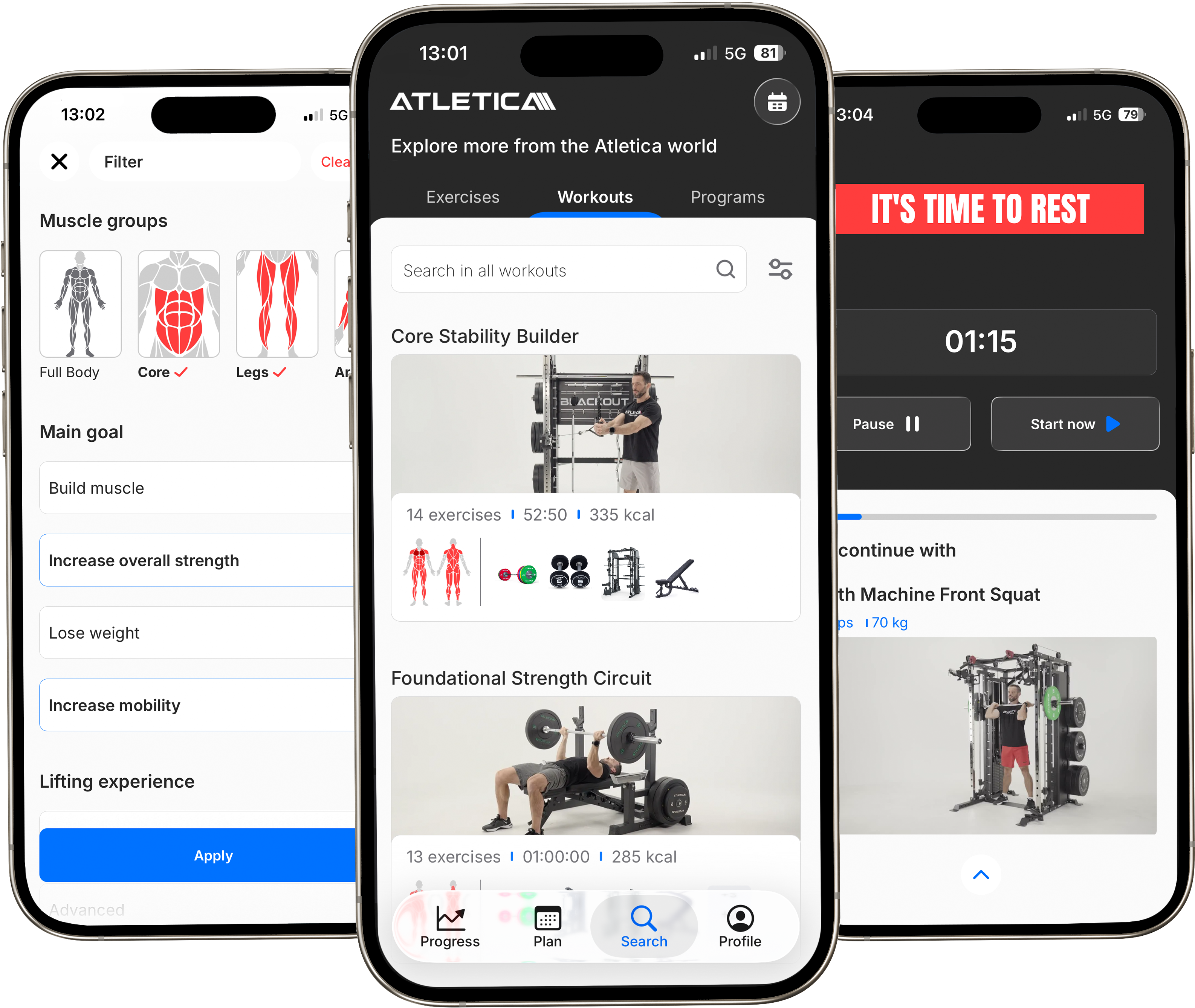 Atletica Training App Screenshots Übersicht