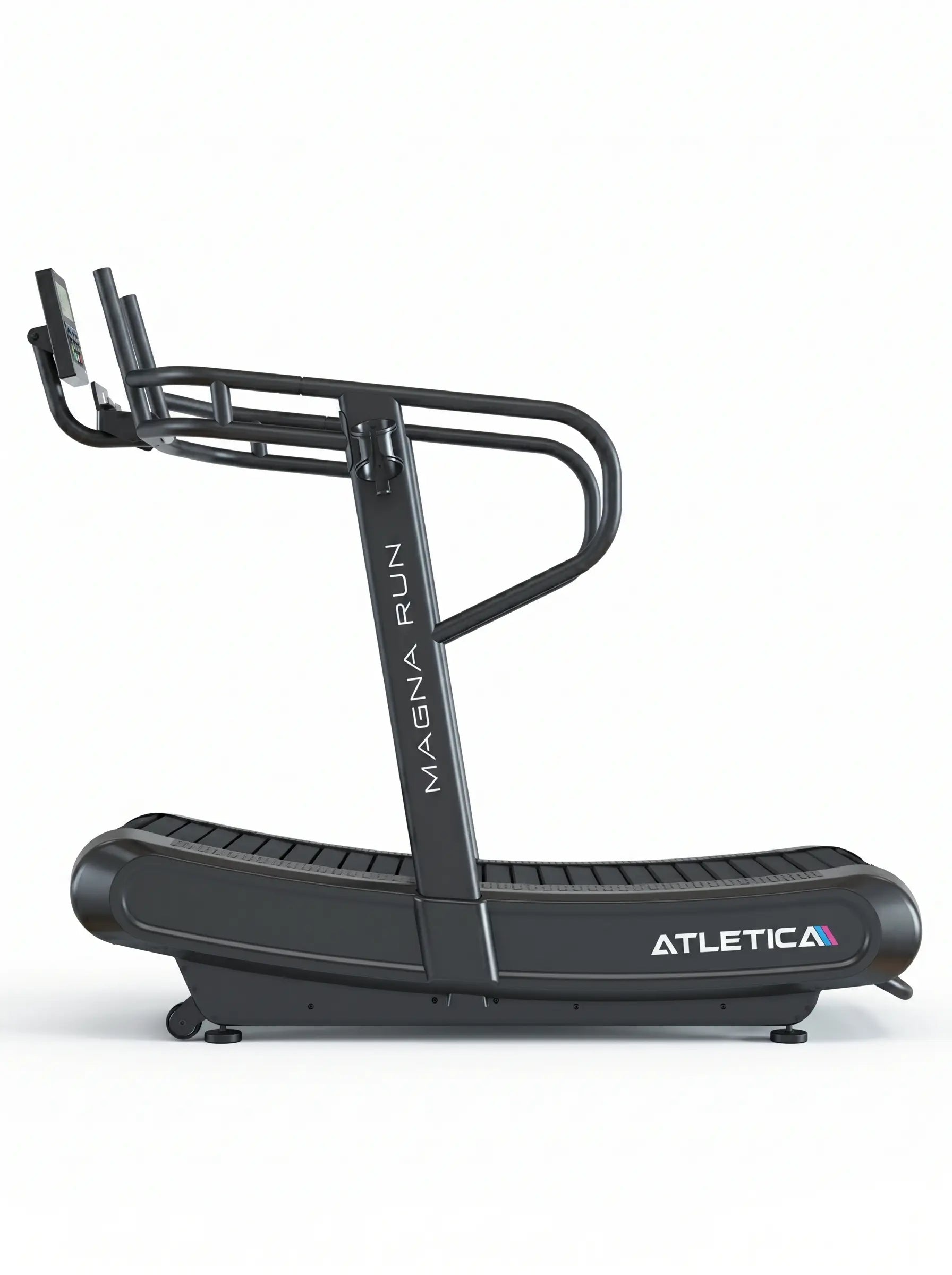 MagnaRun Lamellen-Laufband von ATLETICA: Seitenansicht des motorlosen Curved Treadmill