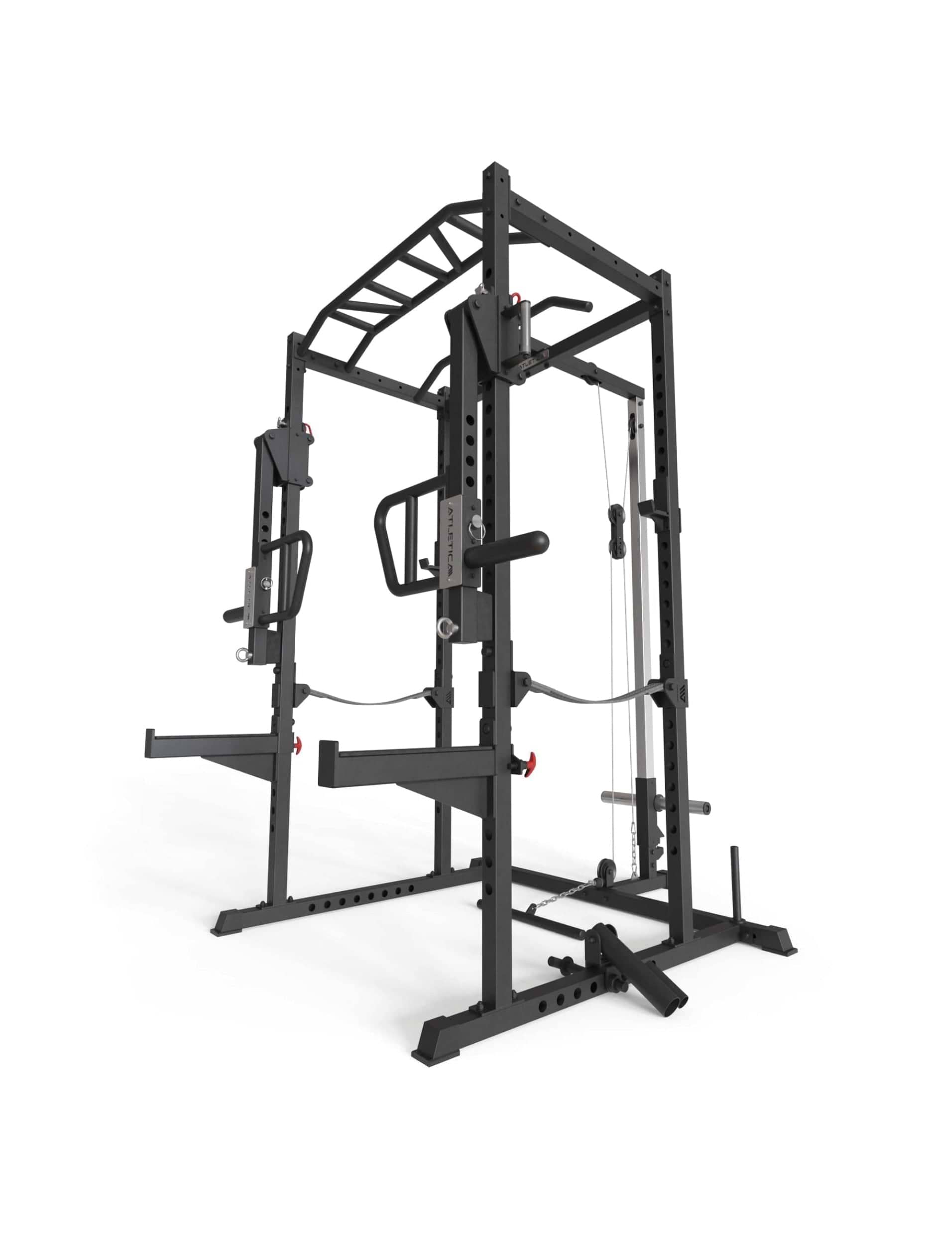 Full Rack R5 Boost mit Jammer Armen,  für Übungen wie Bankdrücken, Kniebeugen, Belt Squat Training, Schulterdrücken, Deadlifts, 