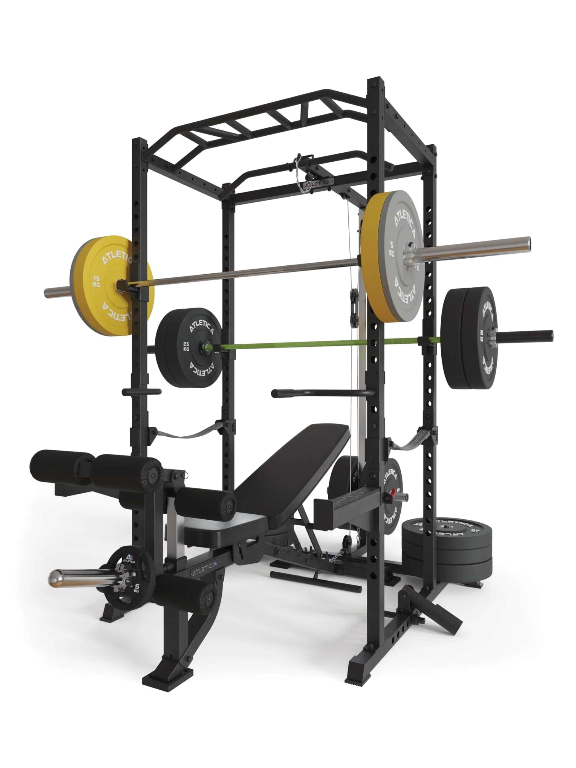Power Rack mit Vollausstattung R5 Serie,  inkl. Latzug, Pull-Up, Dip Bar, Safeties, J-Hooks, Weight-Pins, 