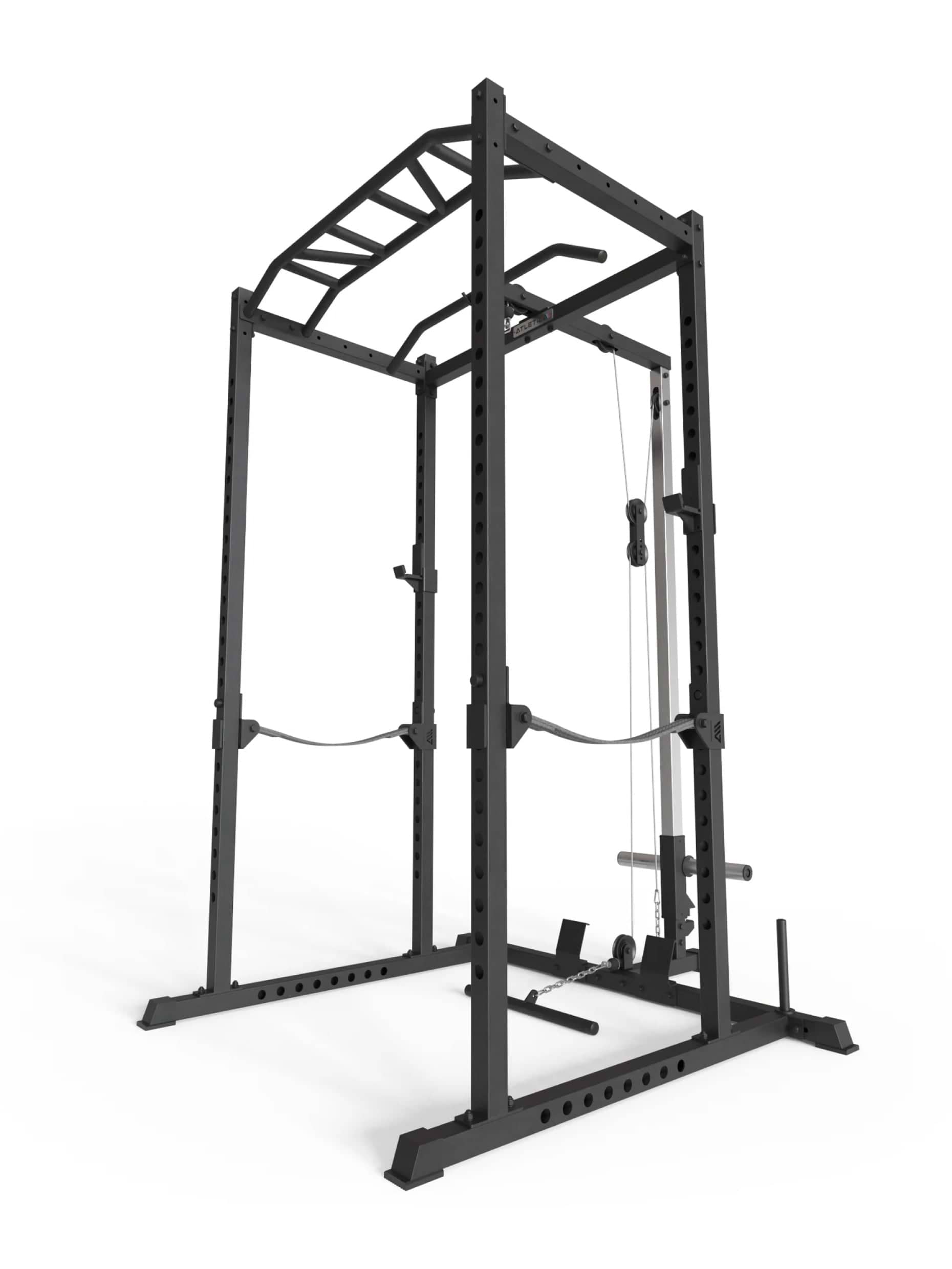 Power Rack Vega R5 Serie: mit Latzug, Multi-Grip Pull-Up Bar, Pin-and-Pipe-Safeties, J-Hooks und Weight-Pins, ideal für Fitnesstraining mit Gewichten und Hantelbank, #size_213-cm