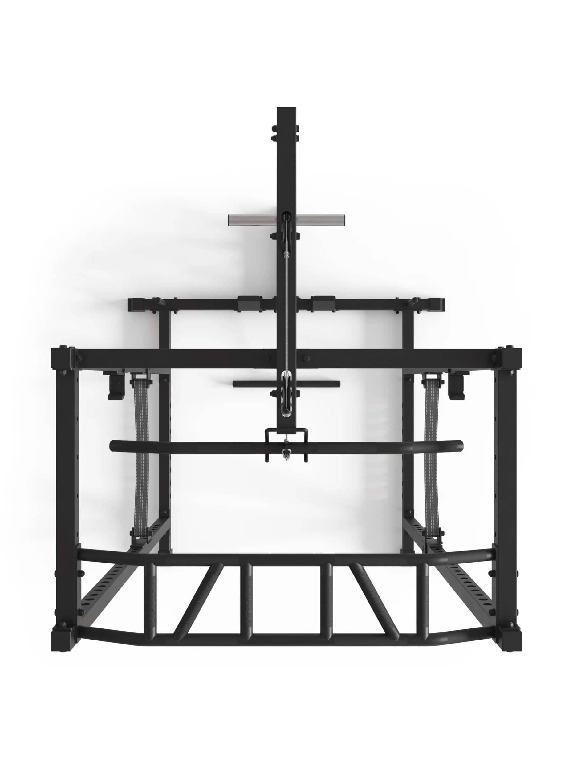 Power Rack Vega R5 Serie: Power Rack mit Latzug, Multi-Grip Pull-Up Bar, Pin-and-Pipe-Safeties, J-Hooks und Weight-Pins, ideal für Fitnesstraining mit Gewichten und Hantelbank,