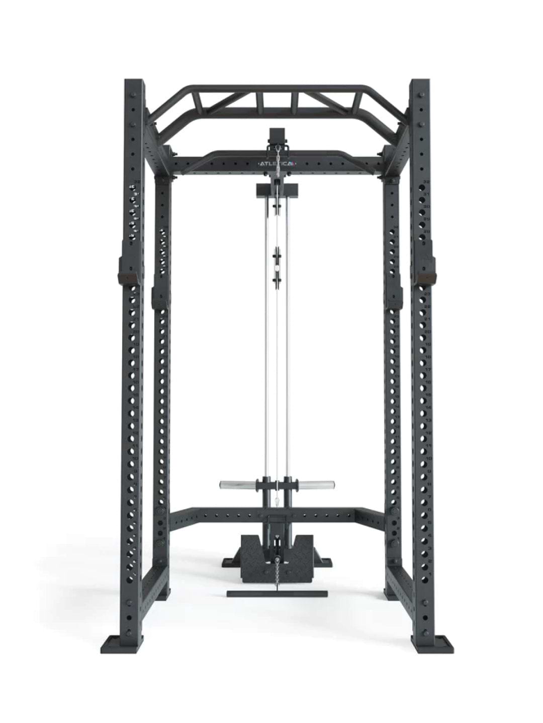 Full Squat Rack R8-BlackHawk: Plate Loaded mit Latzug & Rudereinheit | Multi-Grip Bar, 4 J-Hooks | 226 cm Höhe | 123x181 cm Grundfläche | 188 kg schwer