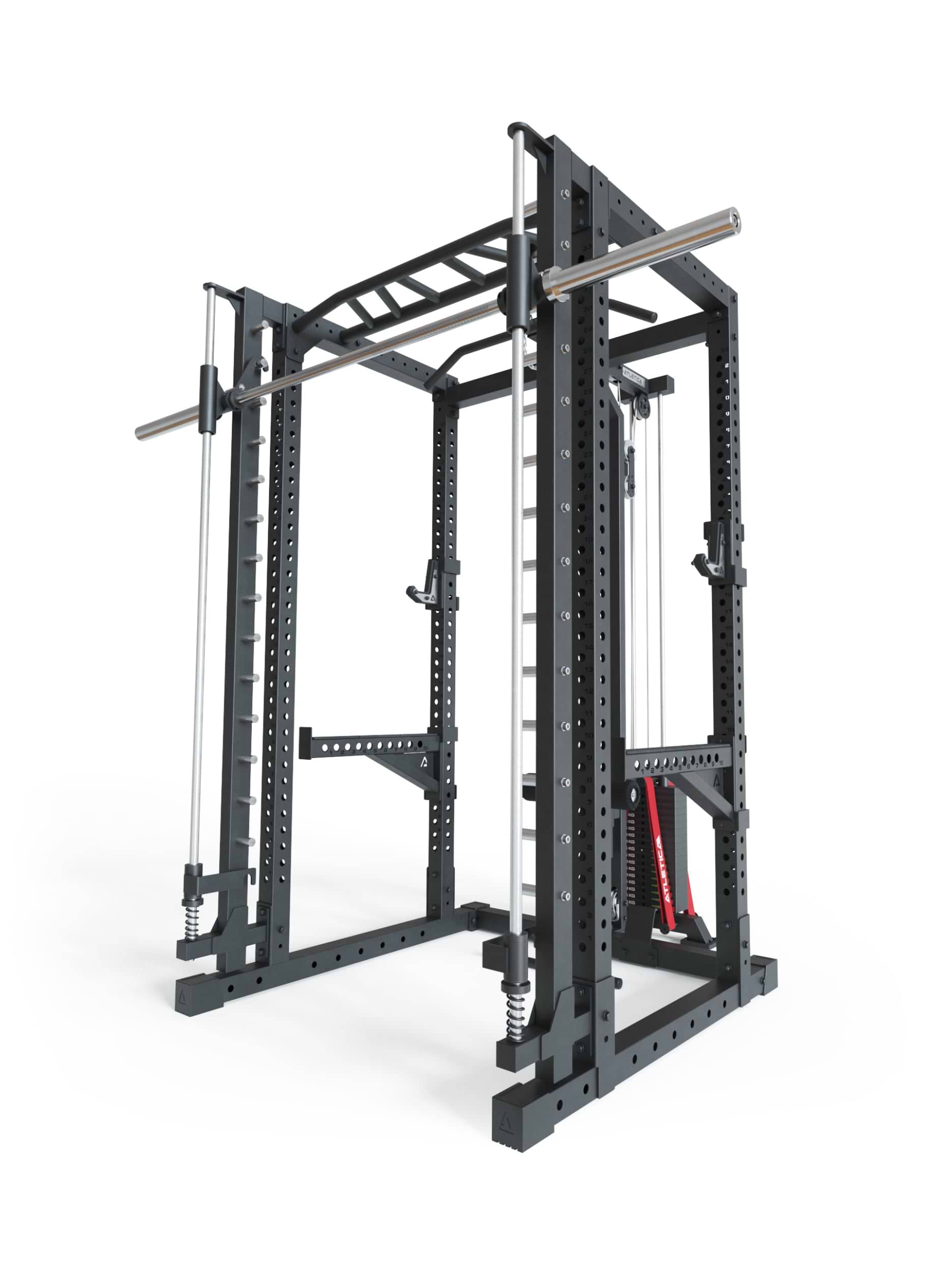 Power Rack R7-Daemon: Squat Rack mit Latzug und Smith Machine, 
