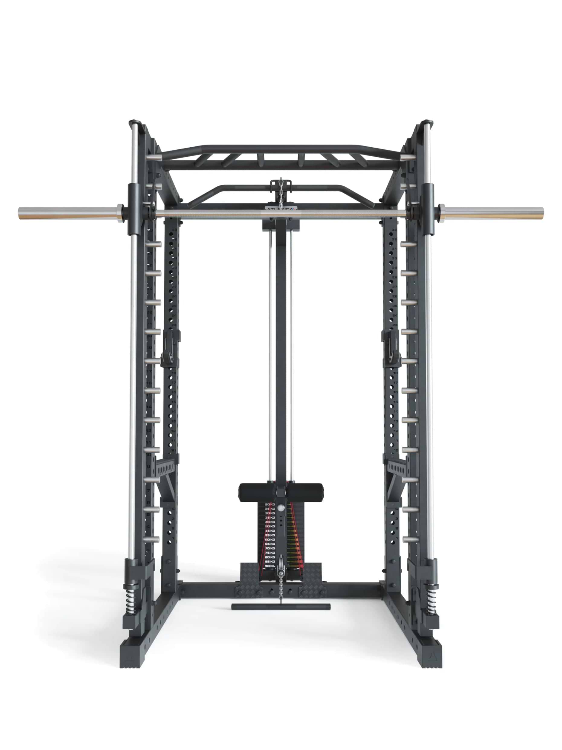 Power Rack R7-Daemon: Squat Rack mit Latzug und Smith Machine, 