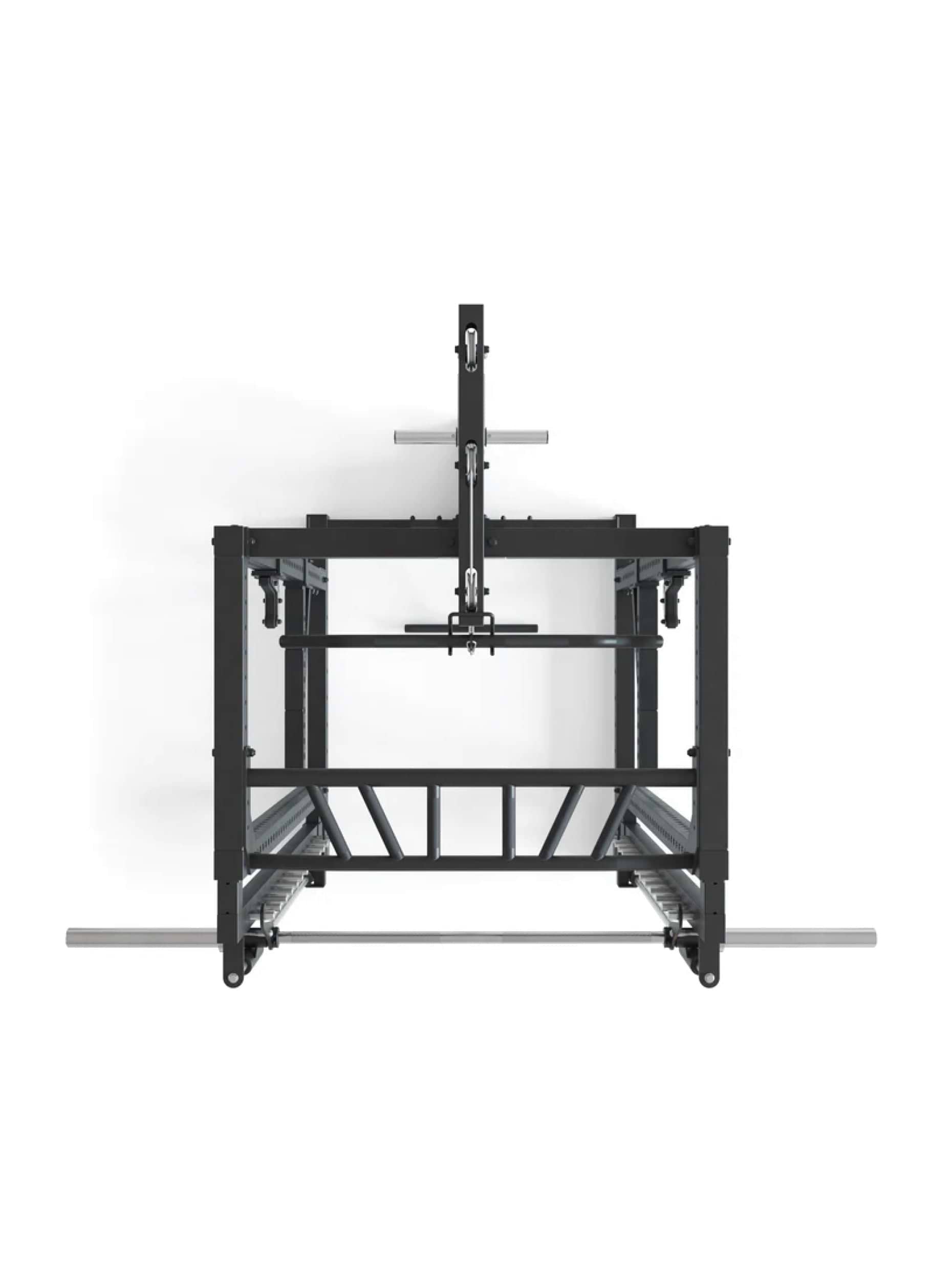 Squat Rack R7-Forge: Smith Machine | Latzug & Langhantel | Smith kann optional vor oder hinter dem Rack angebracht werden,