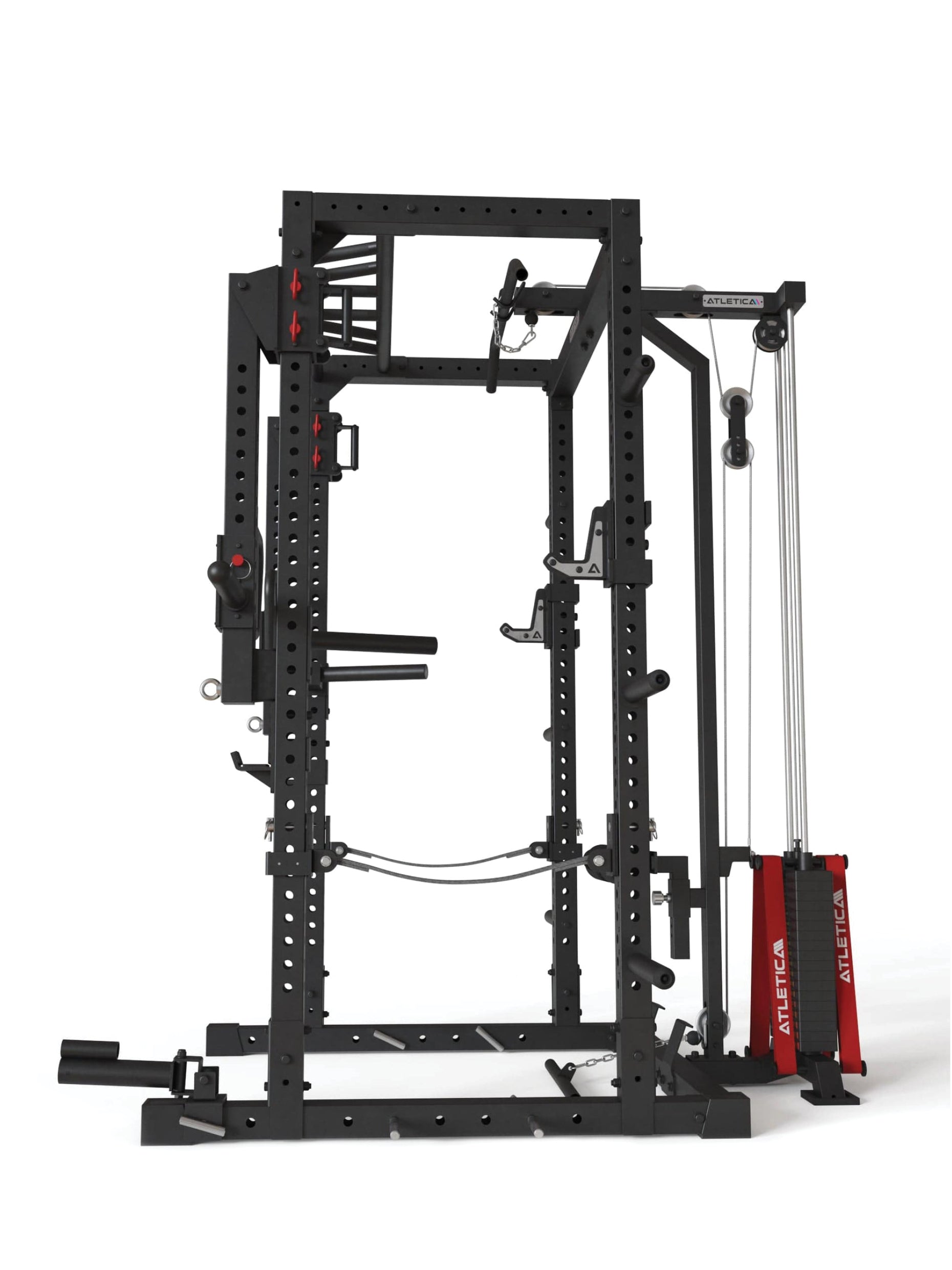 Power Rack R7-Helix: Latzug & Jammer Arms | Safety Straps, J-Hooks, Dip & Pull-Up Bar, Landmine, 