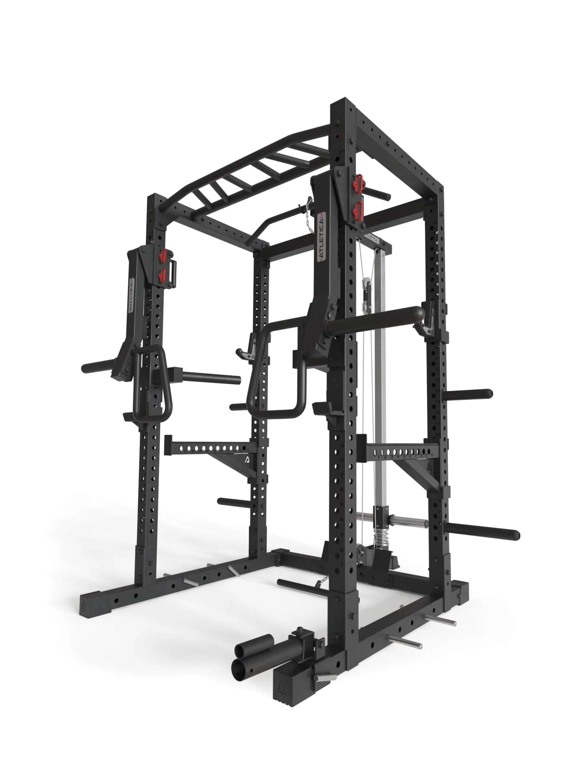 Power Rack R7-Kano: Squat Rack mit Latzug | Ruderstation | Jammer Arms | Klimmzugstange | Dip Bar | Landmine | J-Hooks, Weight-Pins & Band Pegs | in zwei Höhen verfügbar, #size_224-cm