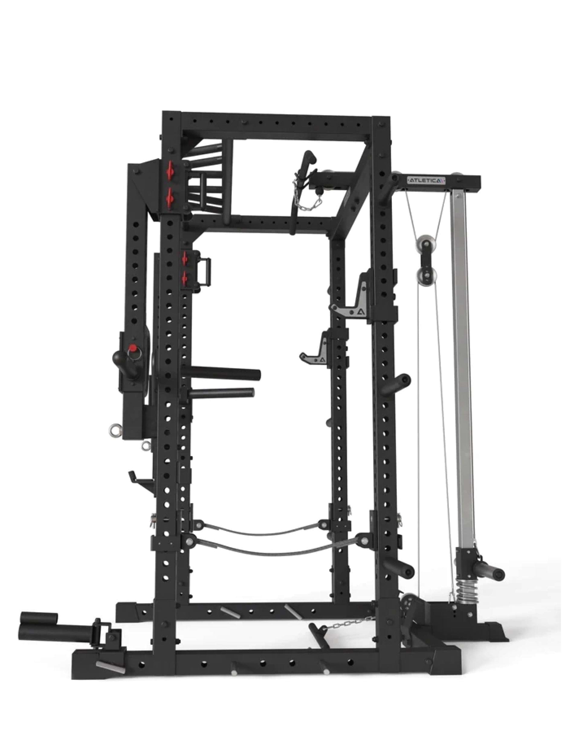 Squat Rack mit Kabelzug R7-Raiden: mit Jammer Arms | Safety Straps | Multi-Grip Klimmzugstange | Dip Station | J-Hooks, Weight Pins, Landmine | in zwei Höhen verfügbar, 
