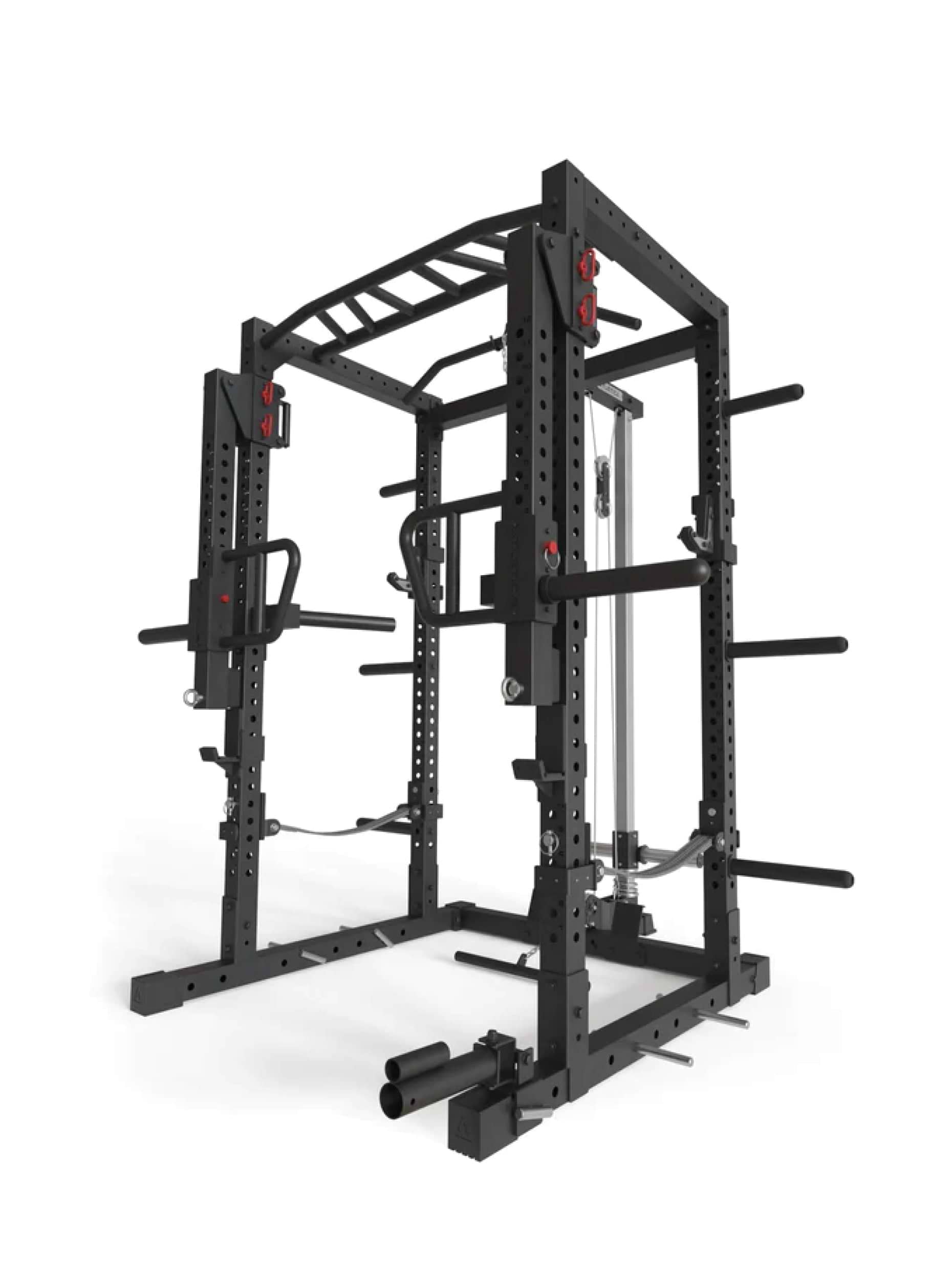 Power Rack R7-Raiden: Squat Rack mit Kabelzug | Jammer Arms | Safety Straps | Multi-Grip Klimmzugstange | Dip Station | J-Hooks, Weight Pins, Landmine | in zwei Höhen verfügbar, #size_224-cm