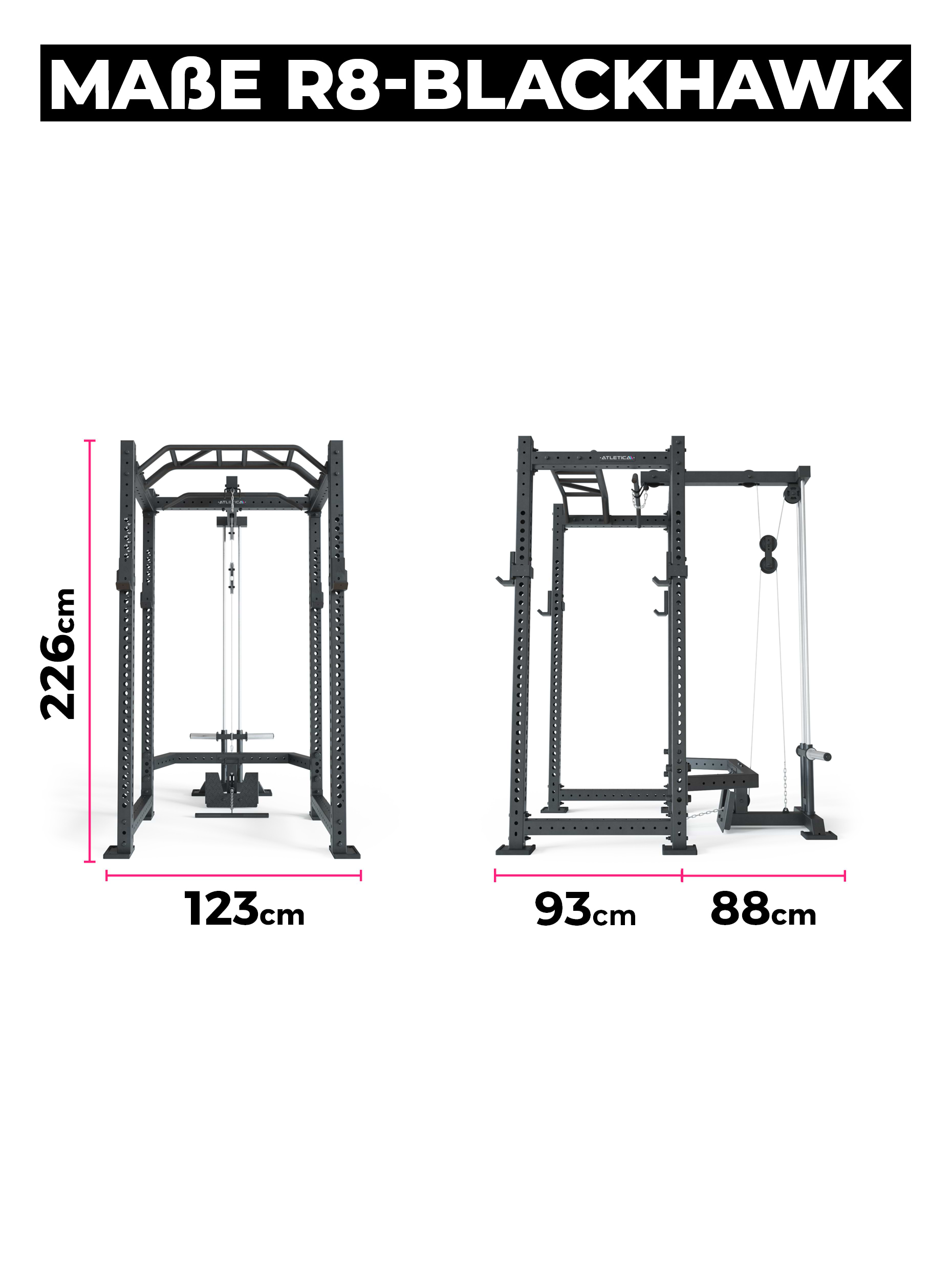 Full Squat Rack R8-BlackHawk: 226 cm Höhe