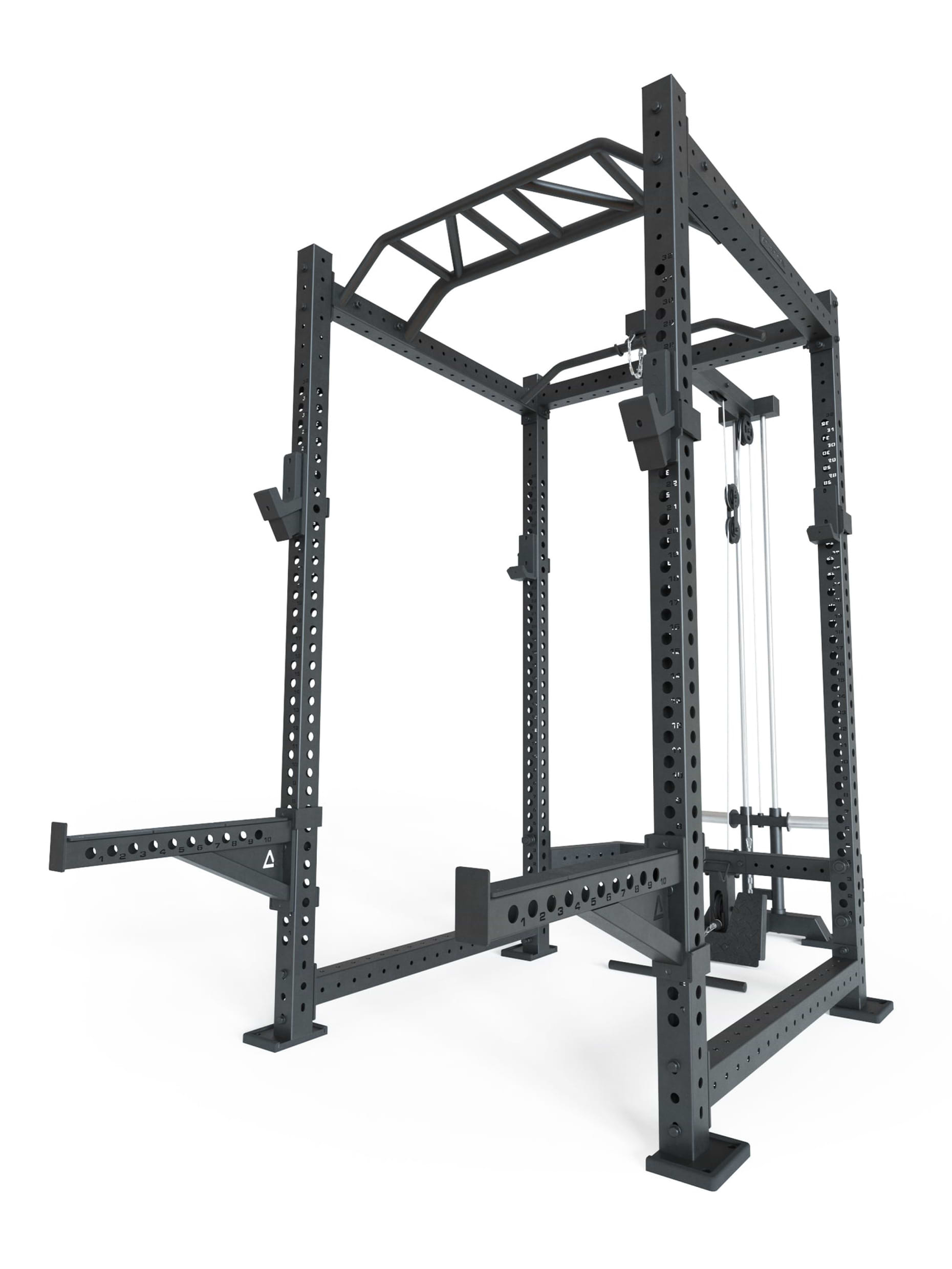 Power Rack R8-Blade: Full Rack mit Latzug | Multi-Grip Bar, Spotter Arms, 4 J-Hooks | 226 cm Höhe | Next Level Squat Rack | 123x211 cm Grundfläche | 213 kg schwer | Erweiterbar