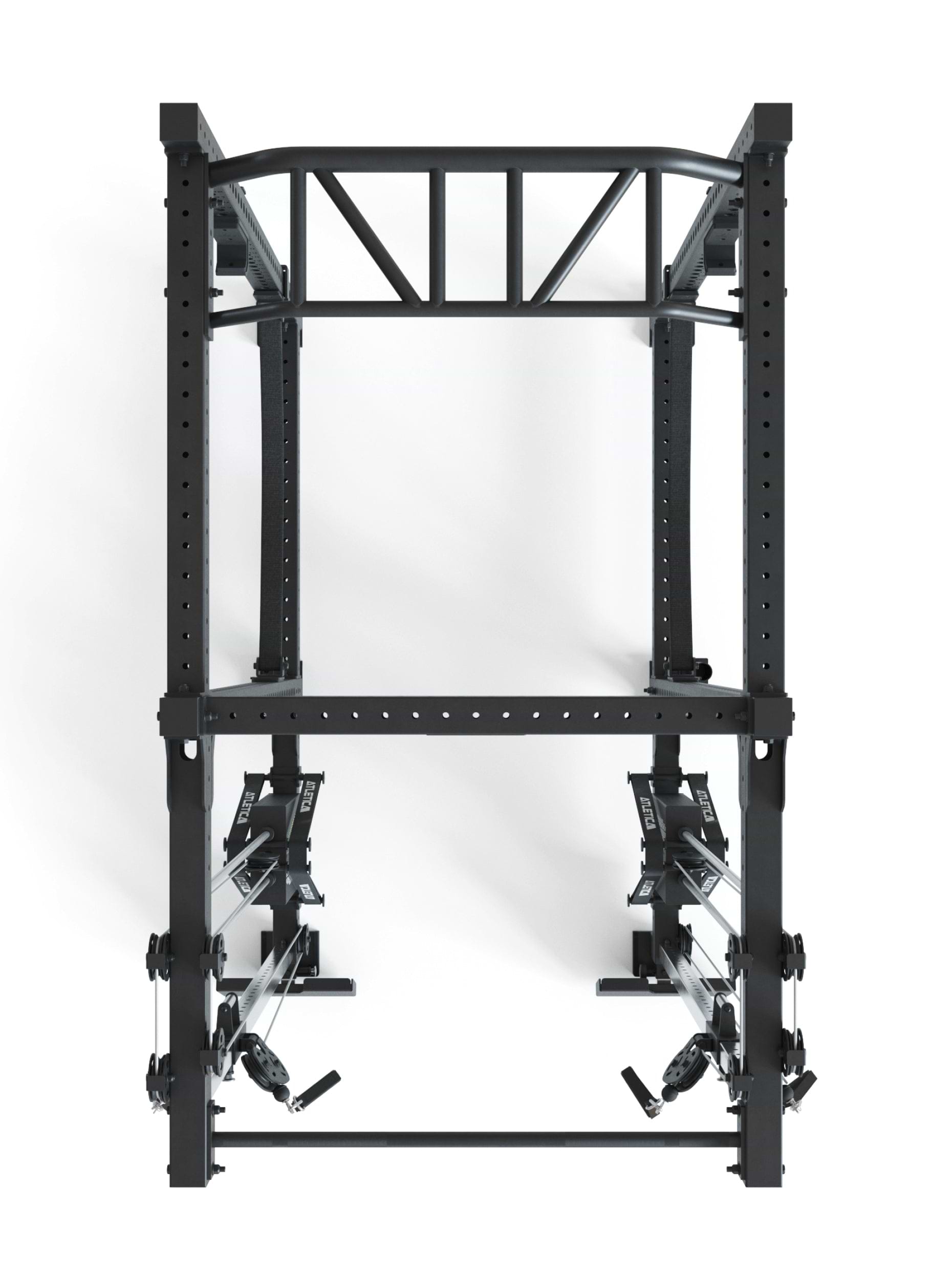 Full Rack mit Cable Cross R8-Duality Pro: Full Rack mit Cable Cross | 2x90 kg Double Stack, Multi-Grip Bar, Safeties, J-Hooks | 183x235 cm Grundfläche | 444 kg schwer