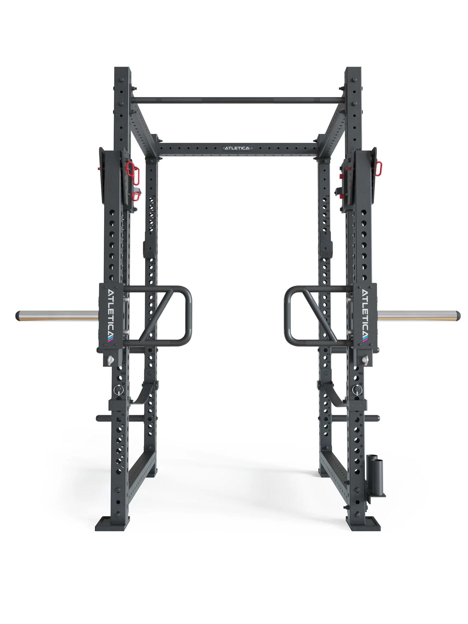 R8-Slate Power Rack: Squat Rack mit Jammer Arms | Safety Straps, J-Hooks, Bar Holder & Weight Pins | Full Rack in Studio Qualität | 226 cm Höhe | 123x123 cm Fläche | 206 kg | Modular