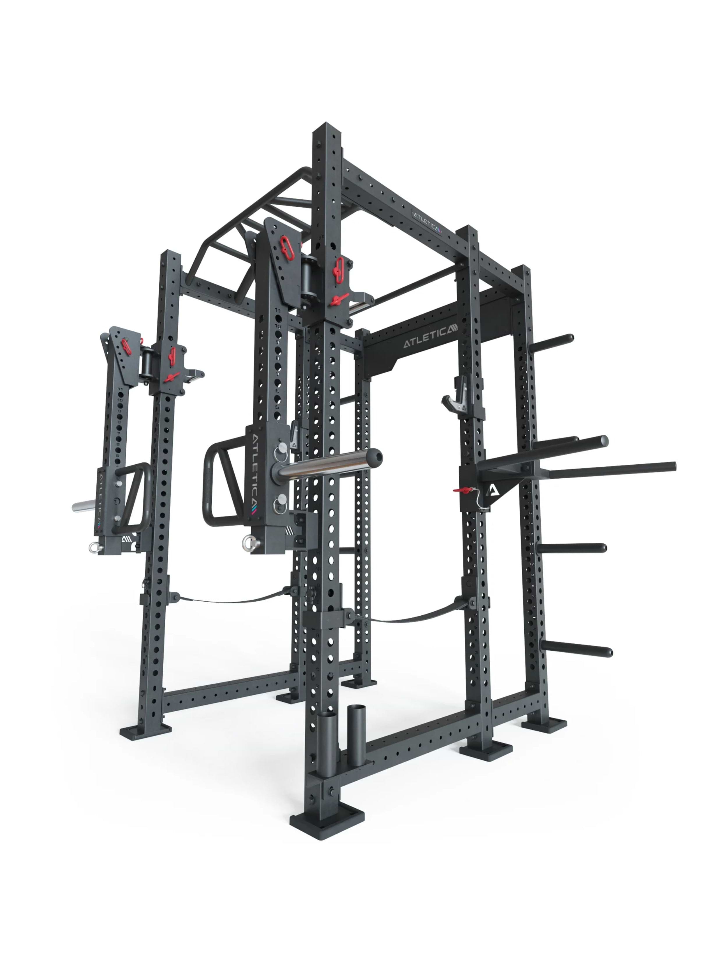 Power Rack R8 Stike: Jammer Arms, J-Hooks, Safety Straps, Dip Bar, 8 Weight Pins, 2 Pull-Up Bars, Logo Plate & Bar Holder