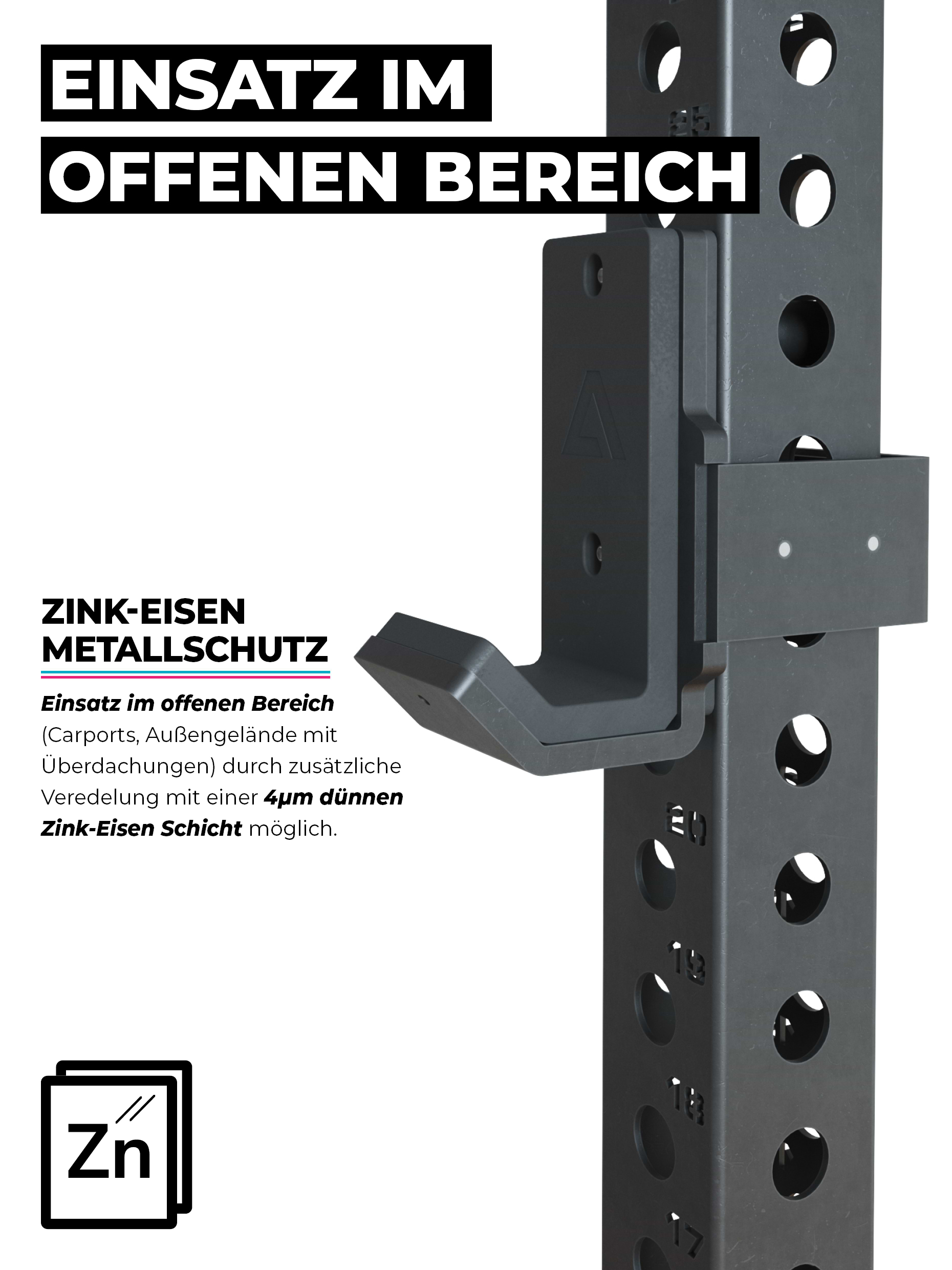 Power Rack Base2 R8 Serie: Squat Rack Basismodell in Studioqualität | 226 cm Höhe |
