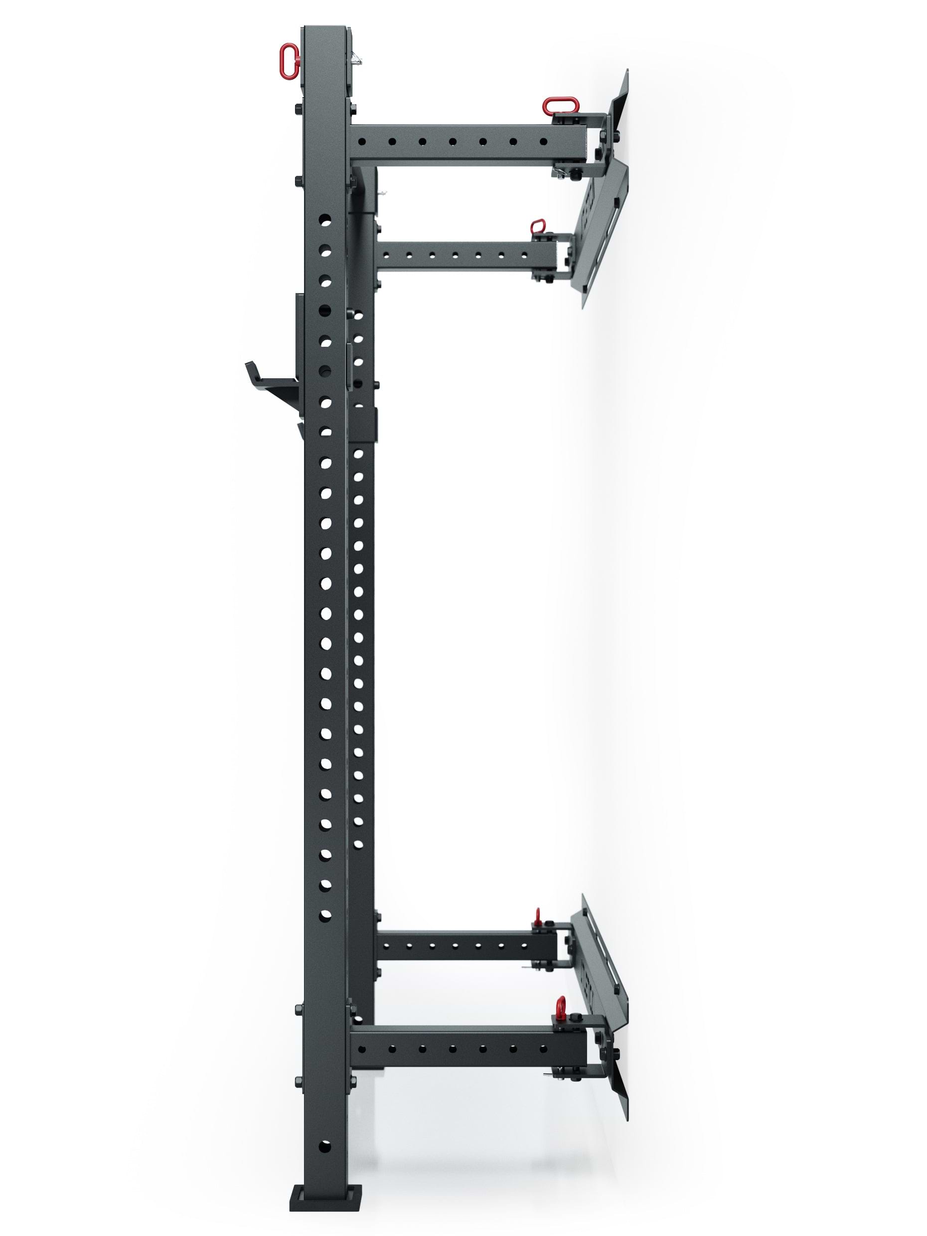 R7 Wall Rack - rack a parete compatto e pieghevole in metallo con motivo forato e perni di sicurezza rossi