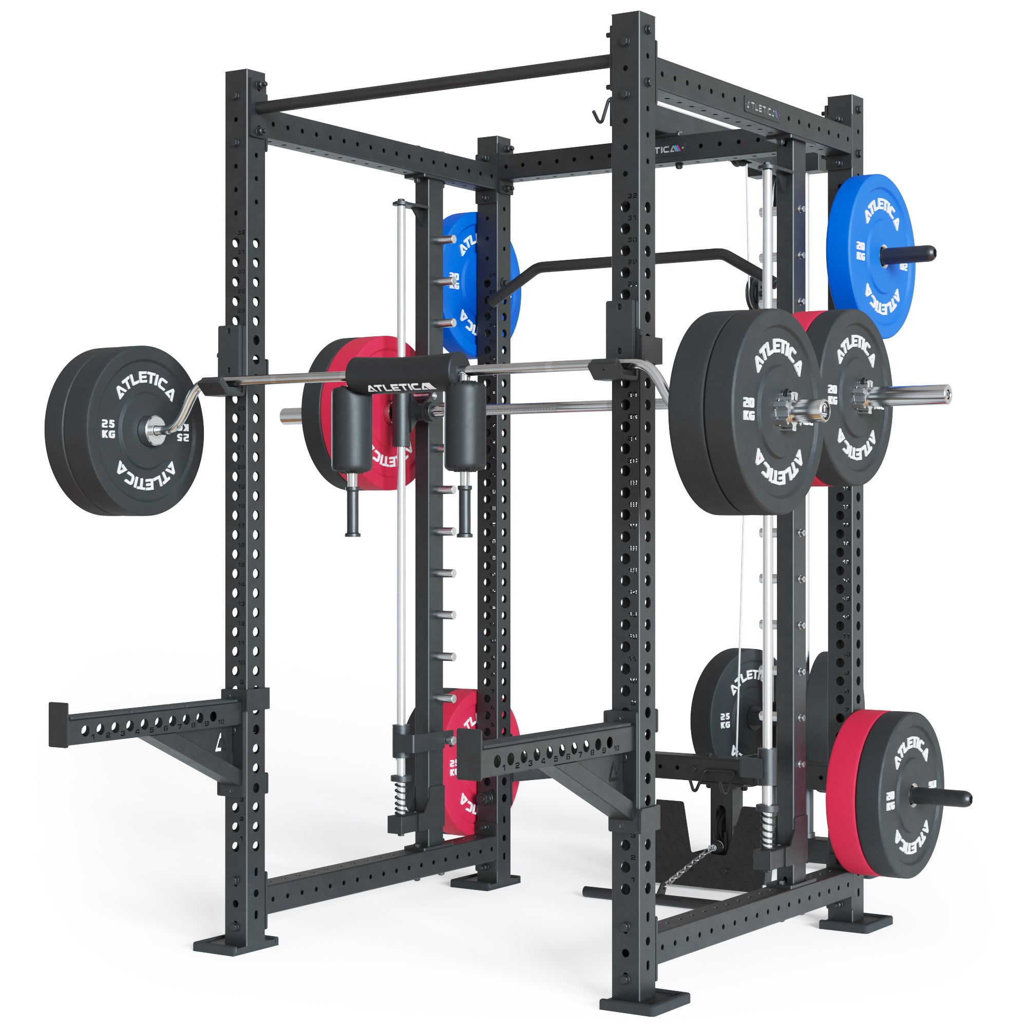 R8 Power Rack Sprectre von Atletica: Long Version mit Plate Load Kabelzug