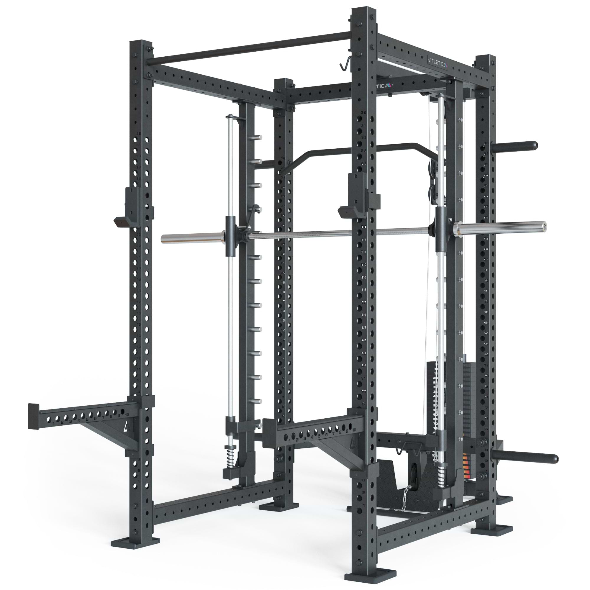 R8 Power Rack Spectre Long Version mit Smith Machine, Steckgewichten und Klimmzugstange