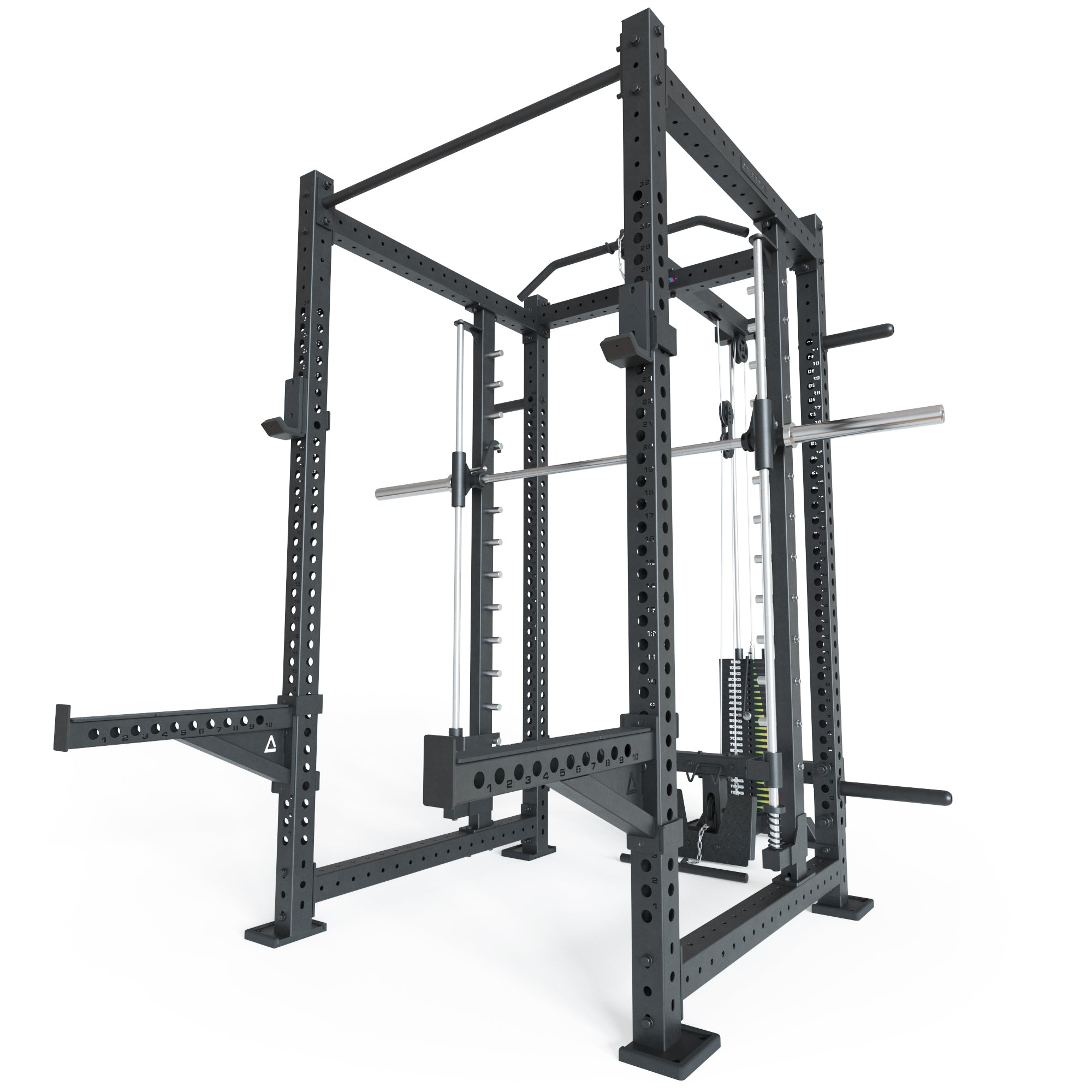 R8 Spectre Power Rack Long mit Kabelzug, Smith Machine und Steckgewichten