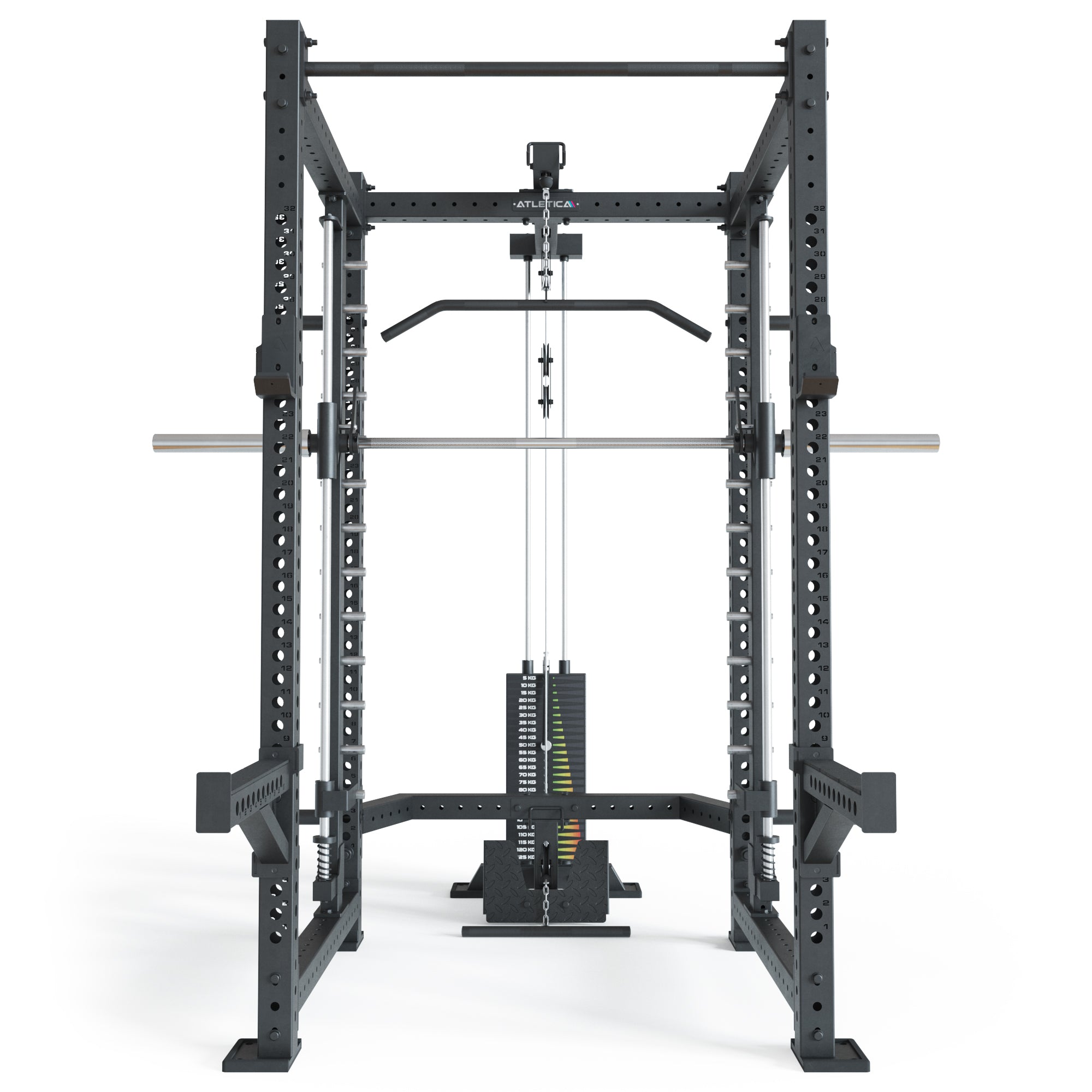 R8 Power Rack Spectre Long mit Smith Machine, Steckgewichten und Klimmzugstange