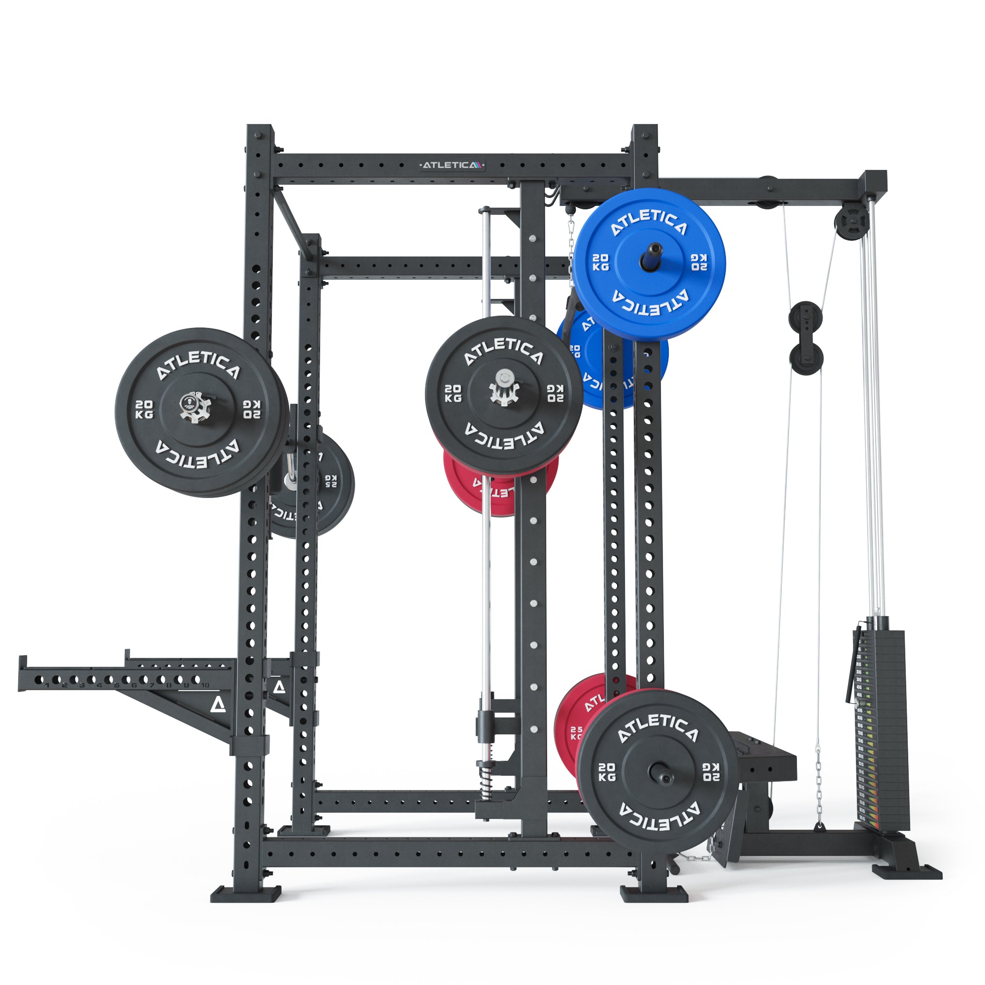 R8 Spectre Power Rack Long mit Smith Machine, Steckgewichten und Klimmzugstange