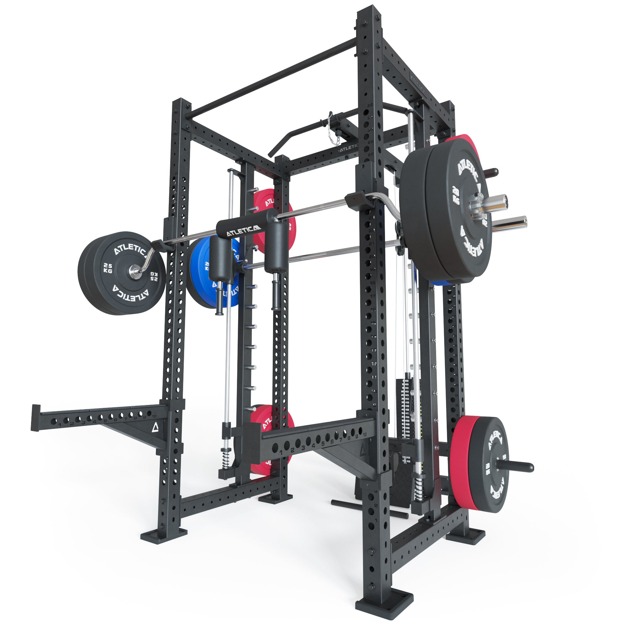 R8 Spectre Power Rack Mittel Version mit Bumper Plates und Steckgewichten
