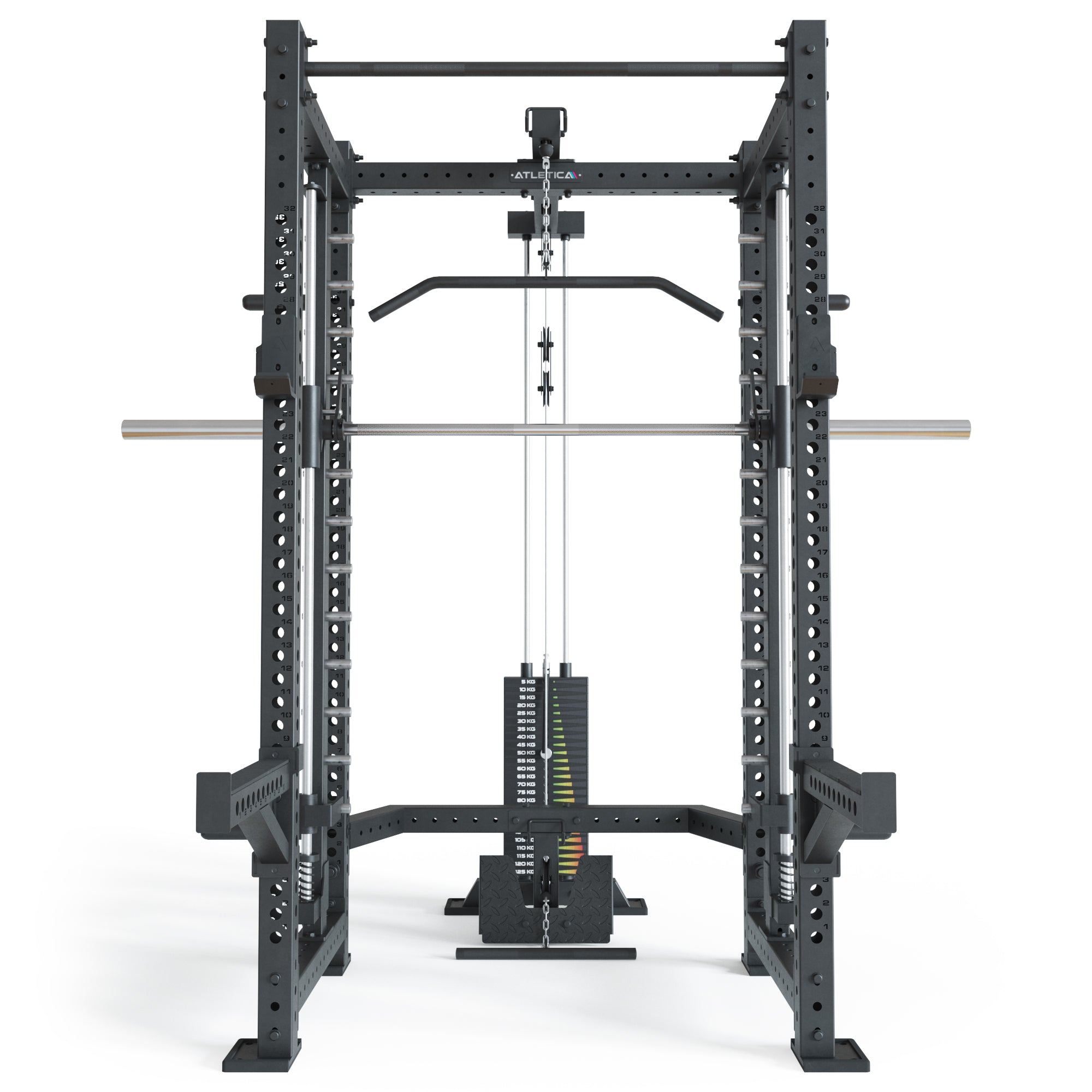 R8 Power Rack Spectre Mittel mit Smith Machine, Steckgewichten und Klimmzugstange