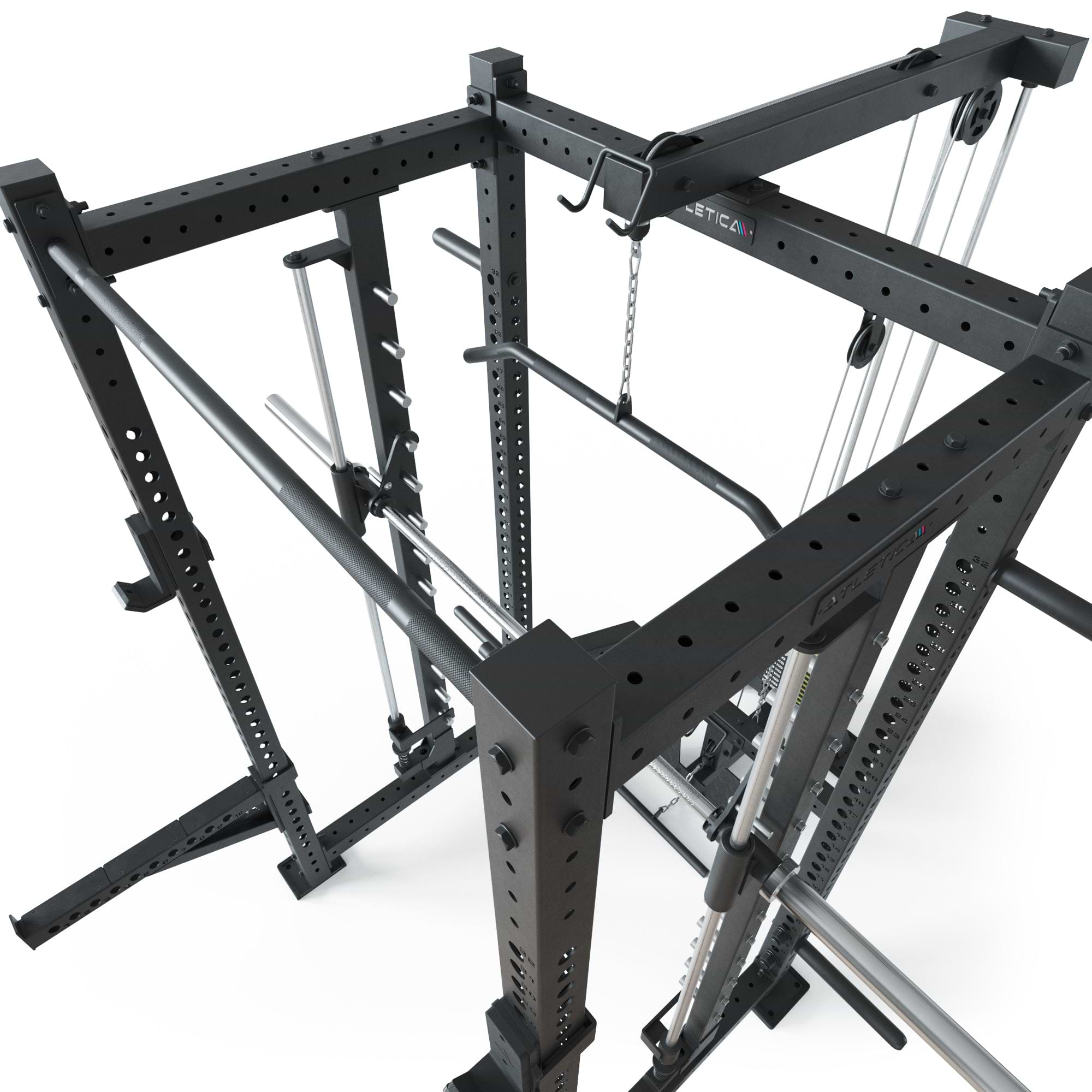 Atletica R8 Spectre Power Rack Mittel Version mit Latzug Stange und Steckgewichten