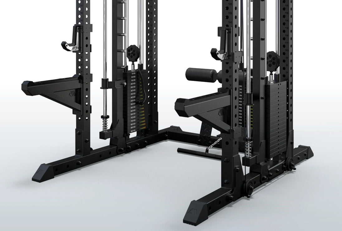 R7 EVO Fighter Power Rack mit dualem Gewichtsstapel-System und Safety Spotter Arms
