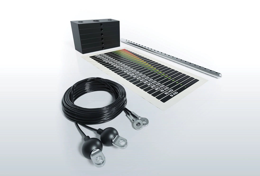 R8 Bradley 125kg Upgrade komplettes Gewichtsstapel-Set mit Kabeln, Schiene und 5–125 kg Labels
