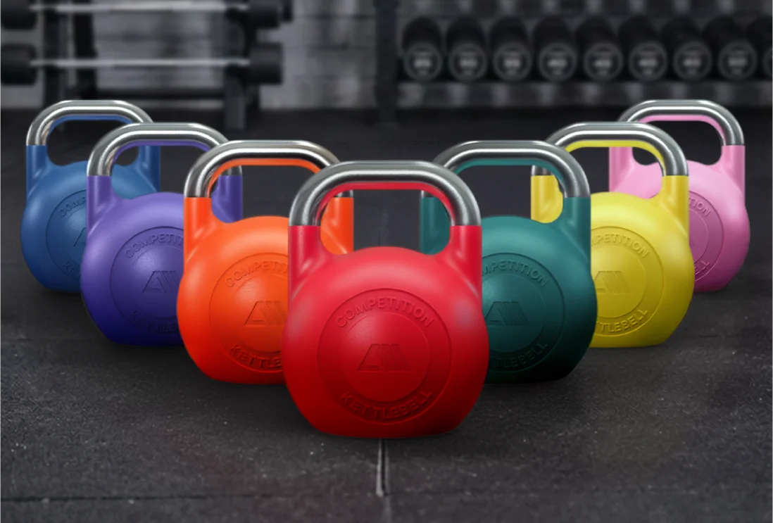 Atletica Competition Kettlebells in verschiedenen Farben: Identische Außenmaße über alle Gewichte