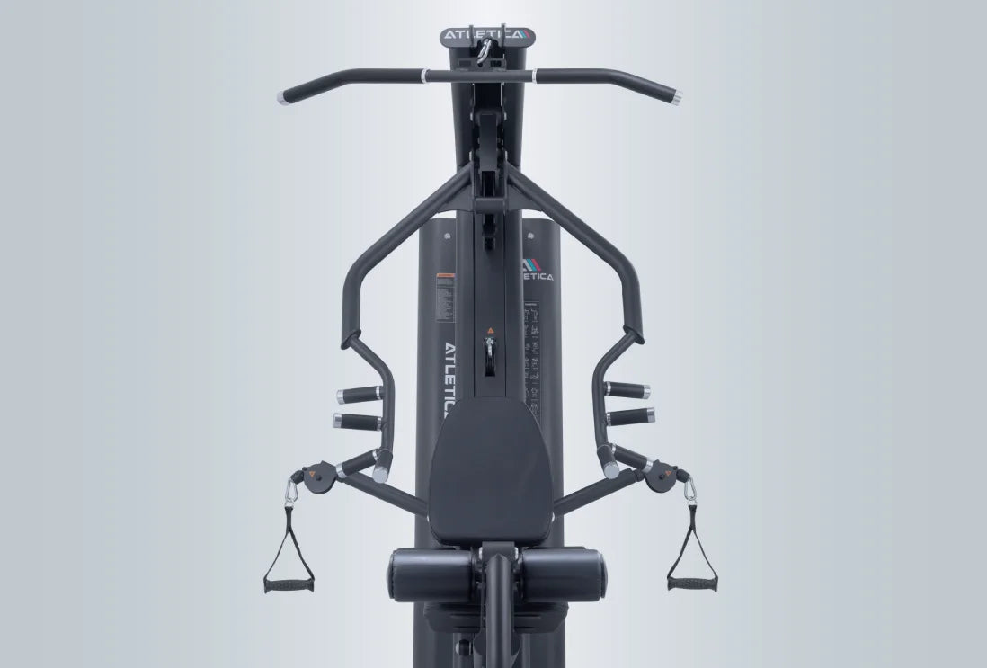 X-Tron Multigym mit umfangreichem Zubehör: Inklusive langer und kurzer Stange, Trizeps-Seil und zwei Einhandgriffen