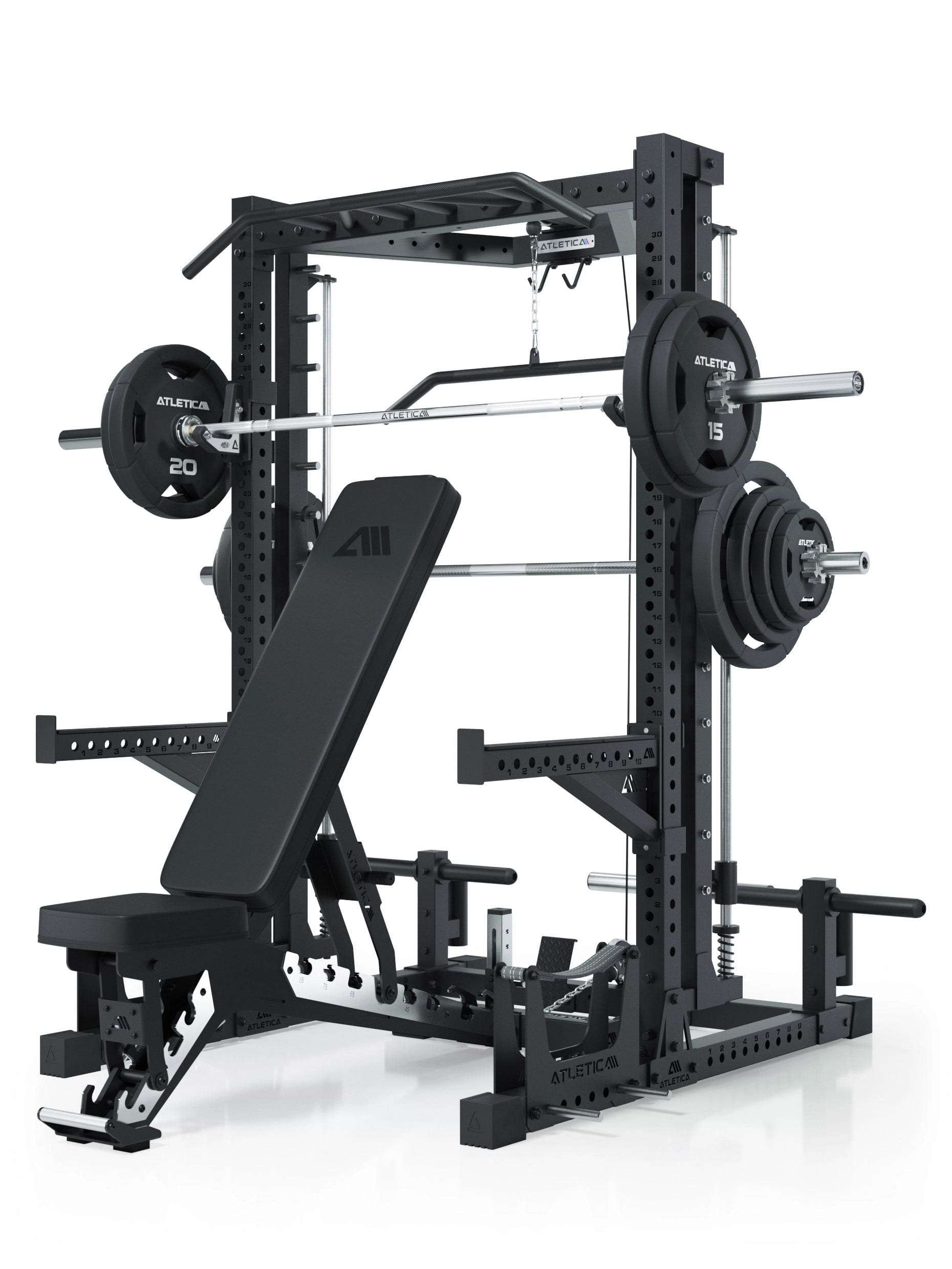 ATLETICA R7 Squat Rack met lat pulley en Smith Machine Nemesis 70x70 uprights R7 serie 