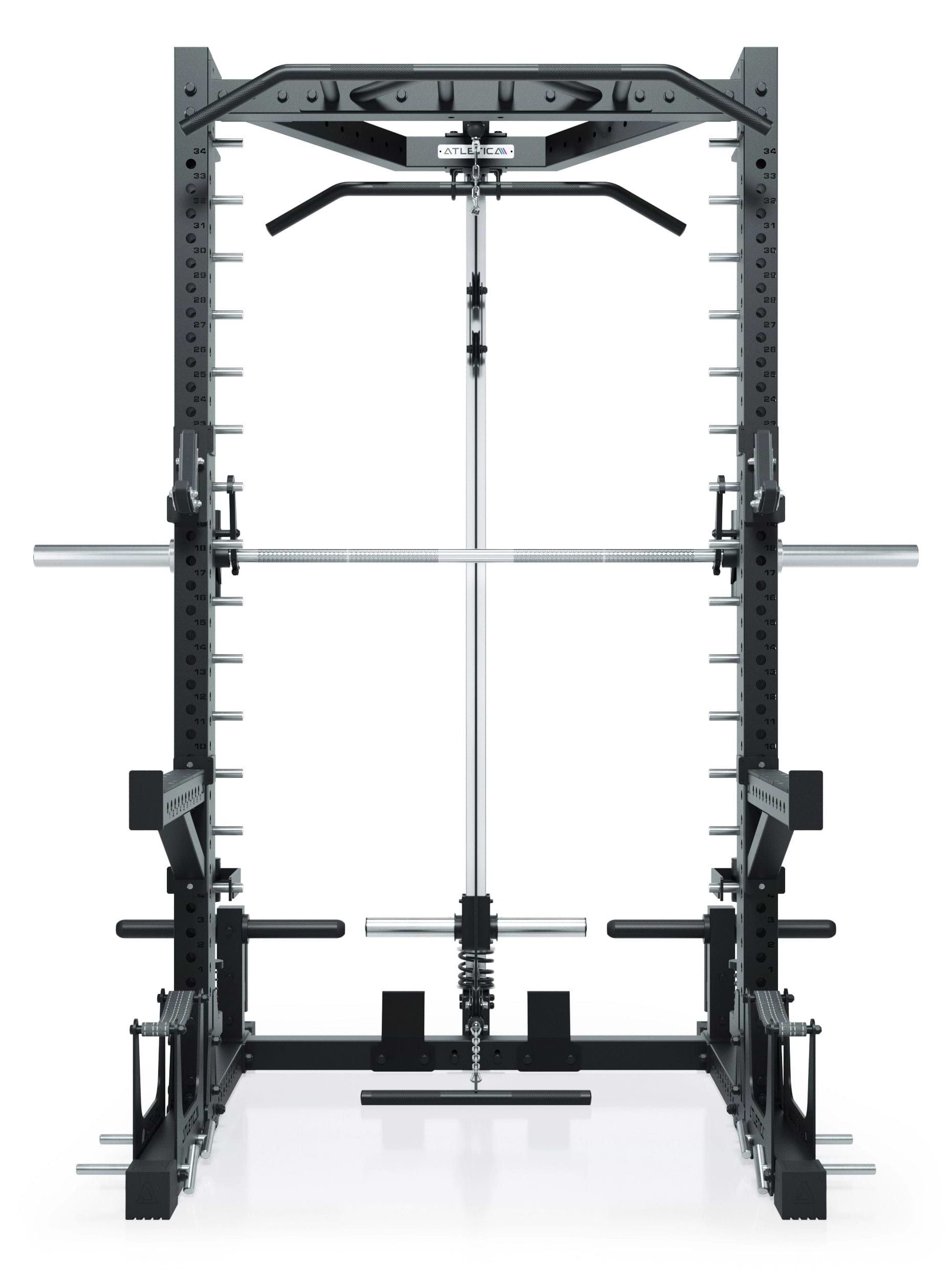 ATLETICA R7 Squat Rack met lat pulley en Smith Machine Nemesis 70x70 uprights R7 serie 