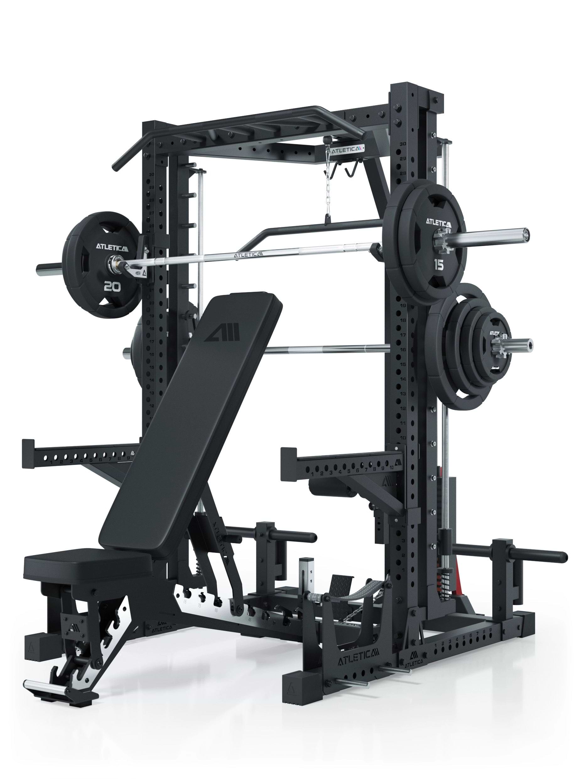 Nemesis Squat Rack met Smith Machine en 125 kg lat pulley 70x70 uprights R7 Serie 