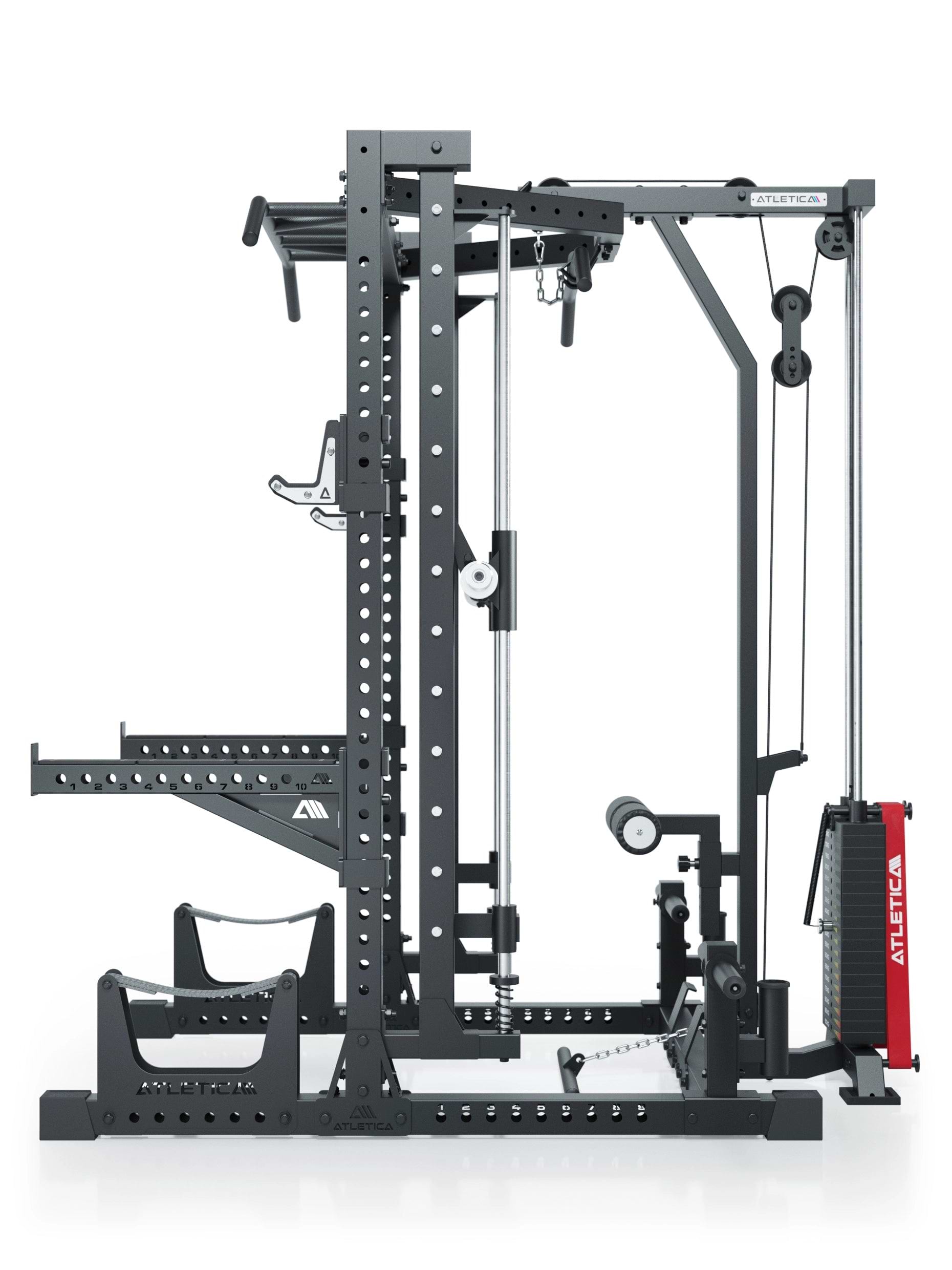 Squat Rack R7-serie: met Smith Machine en 125 kg lat pulley Nemesis 70x70 Uprights 