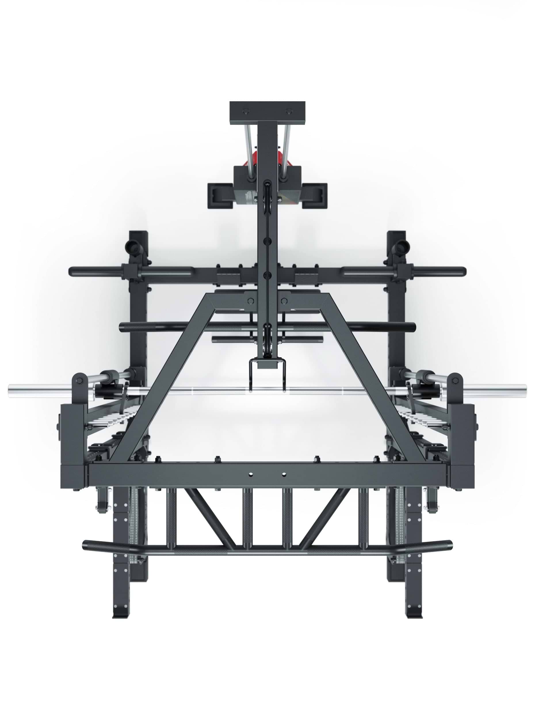 ATLETICA Squat Rack von der R7 Serie: mit Multipresse und 125kg Latzug Nemesis 70x70 Uprights 