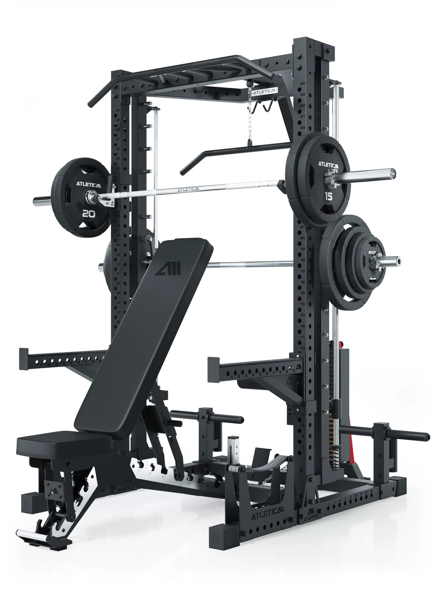 Squat Rack Nemesis mit Multipresse und 125kg Latzug 70x70 Uprights R7 Serie 