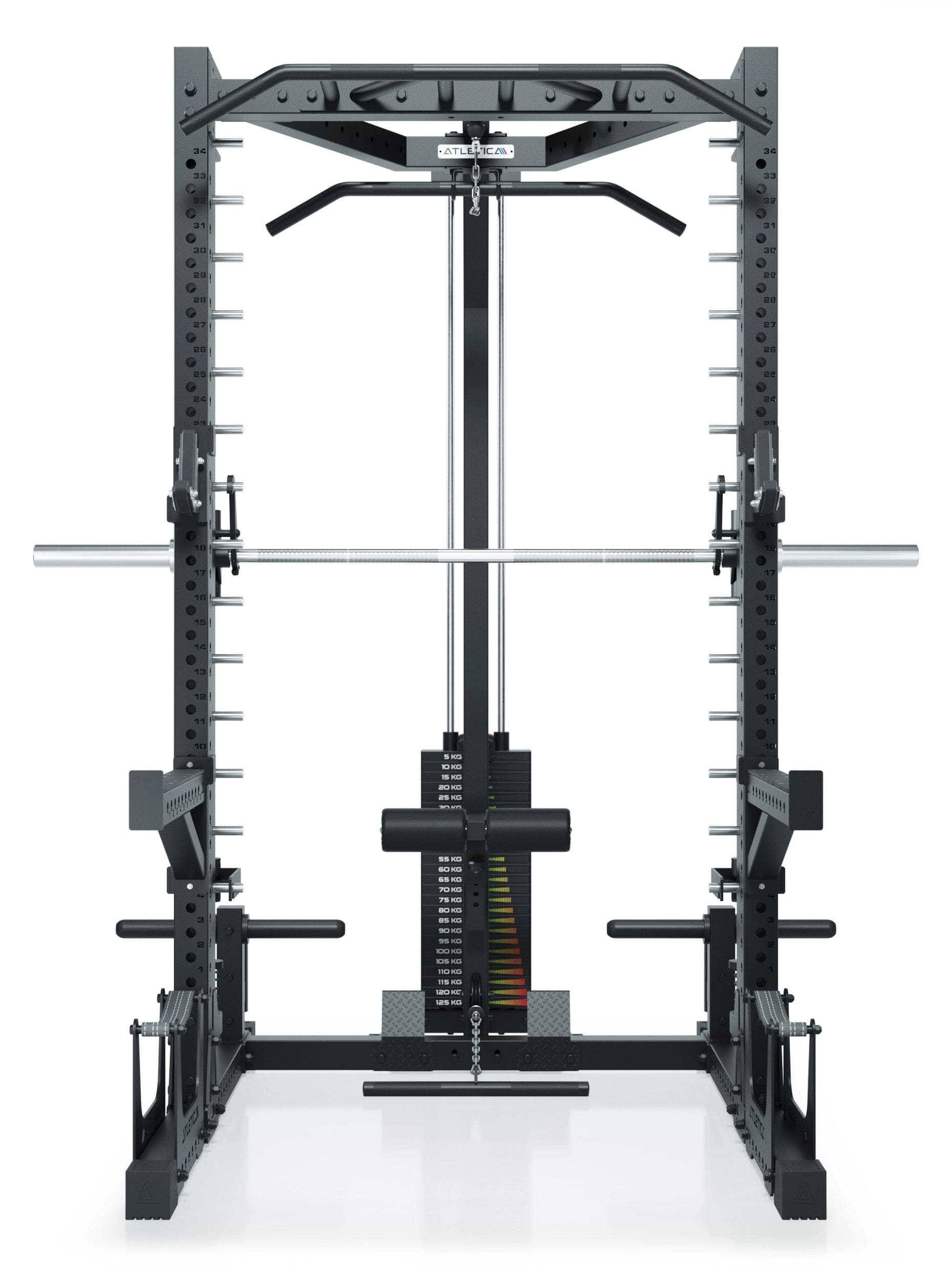 Smith Machine Squat Rack met 125 kg lat pulley Nemesis 70x70 Uprights R7-serie 