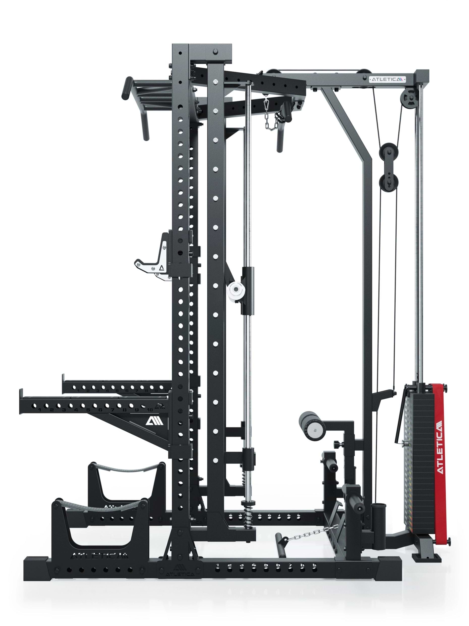 ATLETICA R7 Squat Rack met Smith Machine en 125 kg lat pulley Nemesis 70x70 uprights R7 serie 