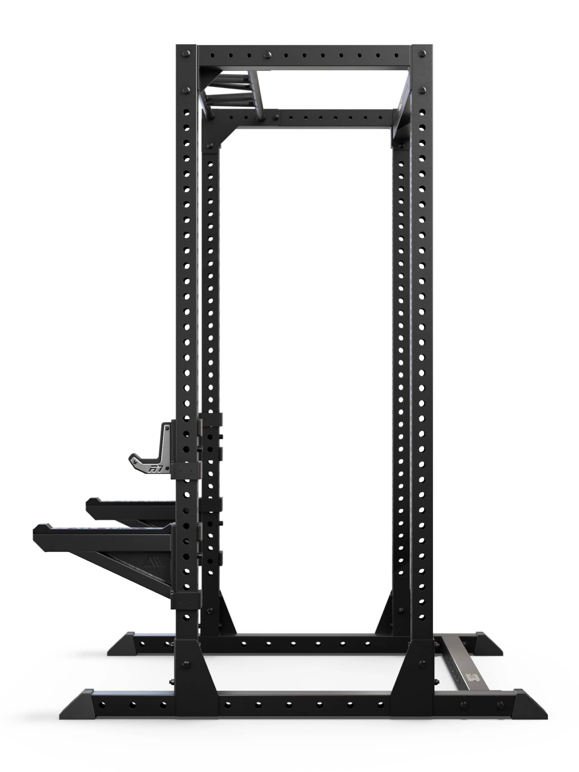 R7 Root Power Rack 224 cm: 4-Pfosten R7 Cage mit Performance J-Hooks und Spotter Arms, Seitenansicht